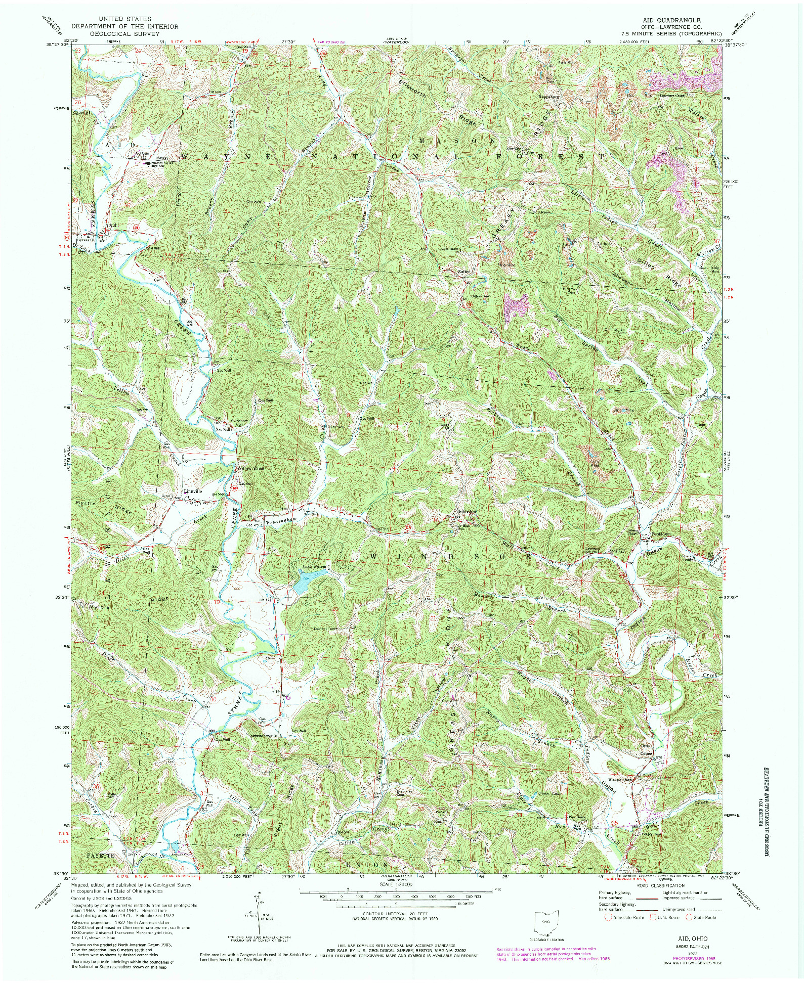 USGS 1:24000-SCALE QUADRANGLE FOR AID, OH 1972