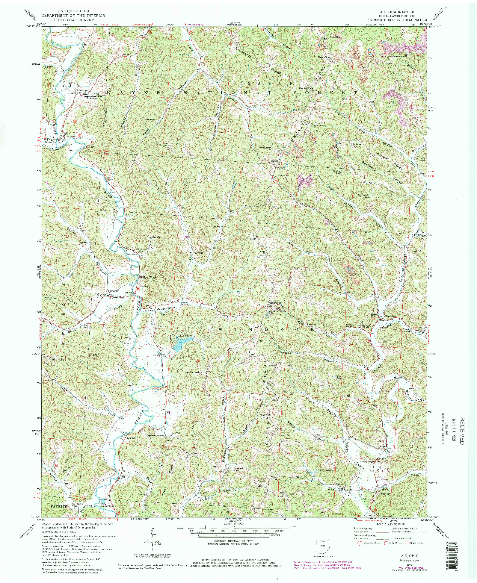 USGS 1:24000-SCALE QUADRANGLE FOR AID, OH 1972