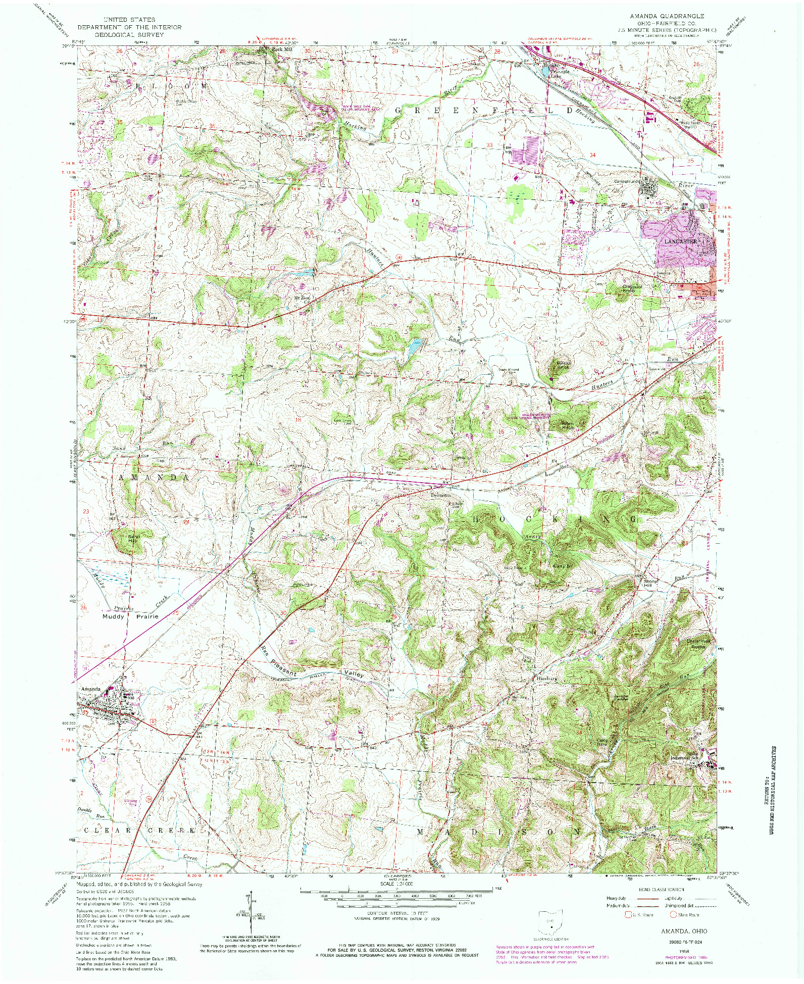 USGS 1:24000-SCALE QUADRANGLE FOR AMANDA, OH 1958
