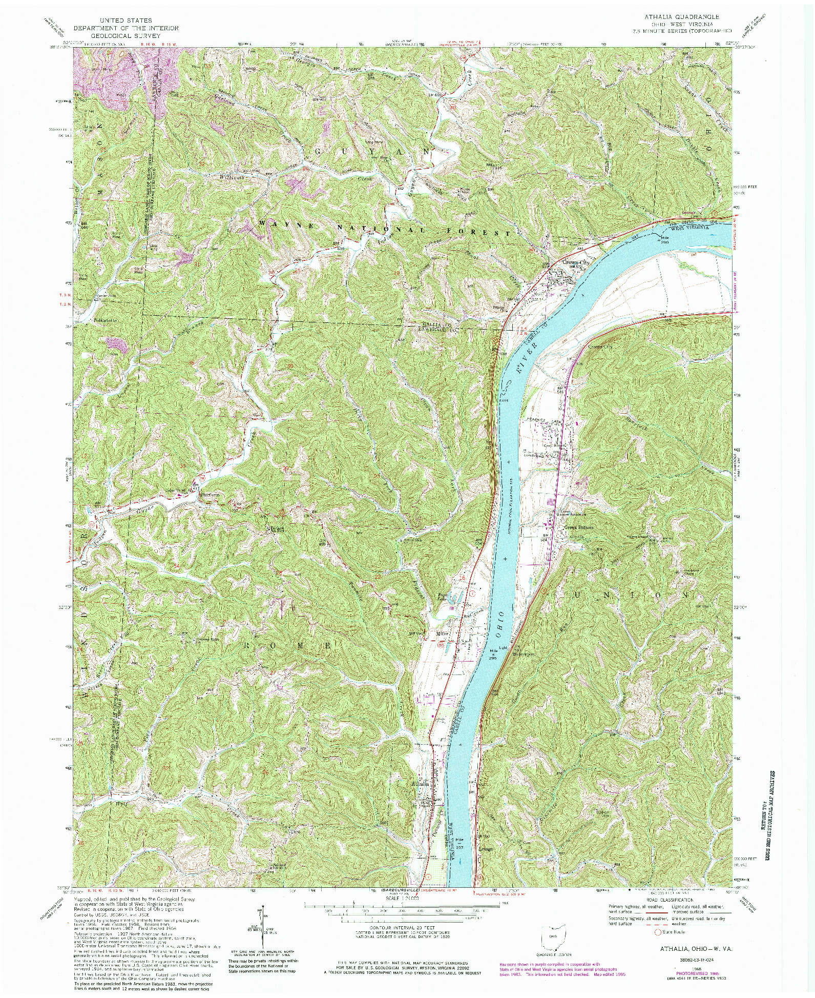 USGS 1:24000-SCALE QUADRANGLE FOR ATHALIA, OH 1968