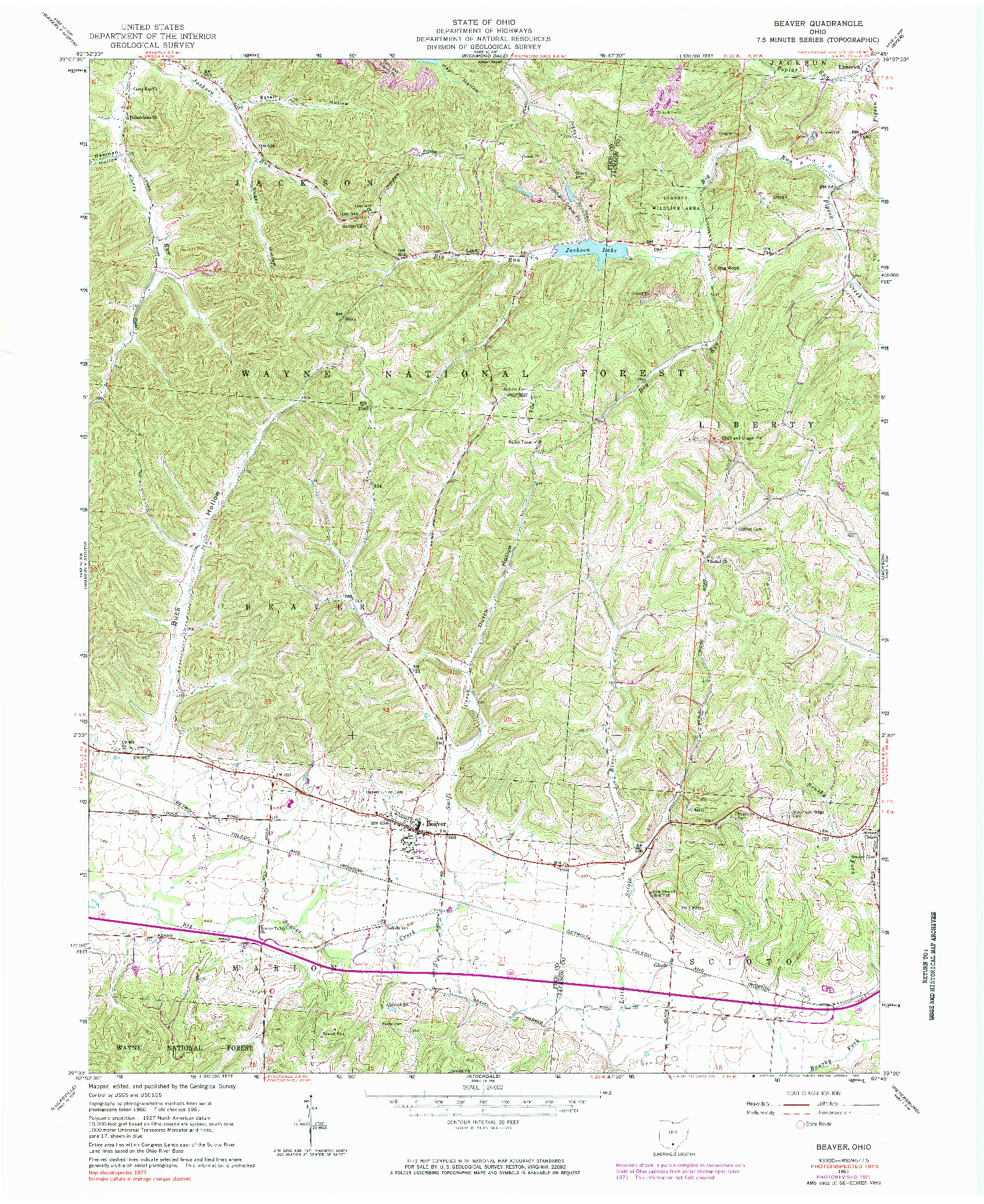 USGS 1:24000-SCALE QUADRANGLE FOR BEAVER, OH 1961