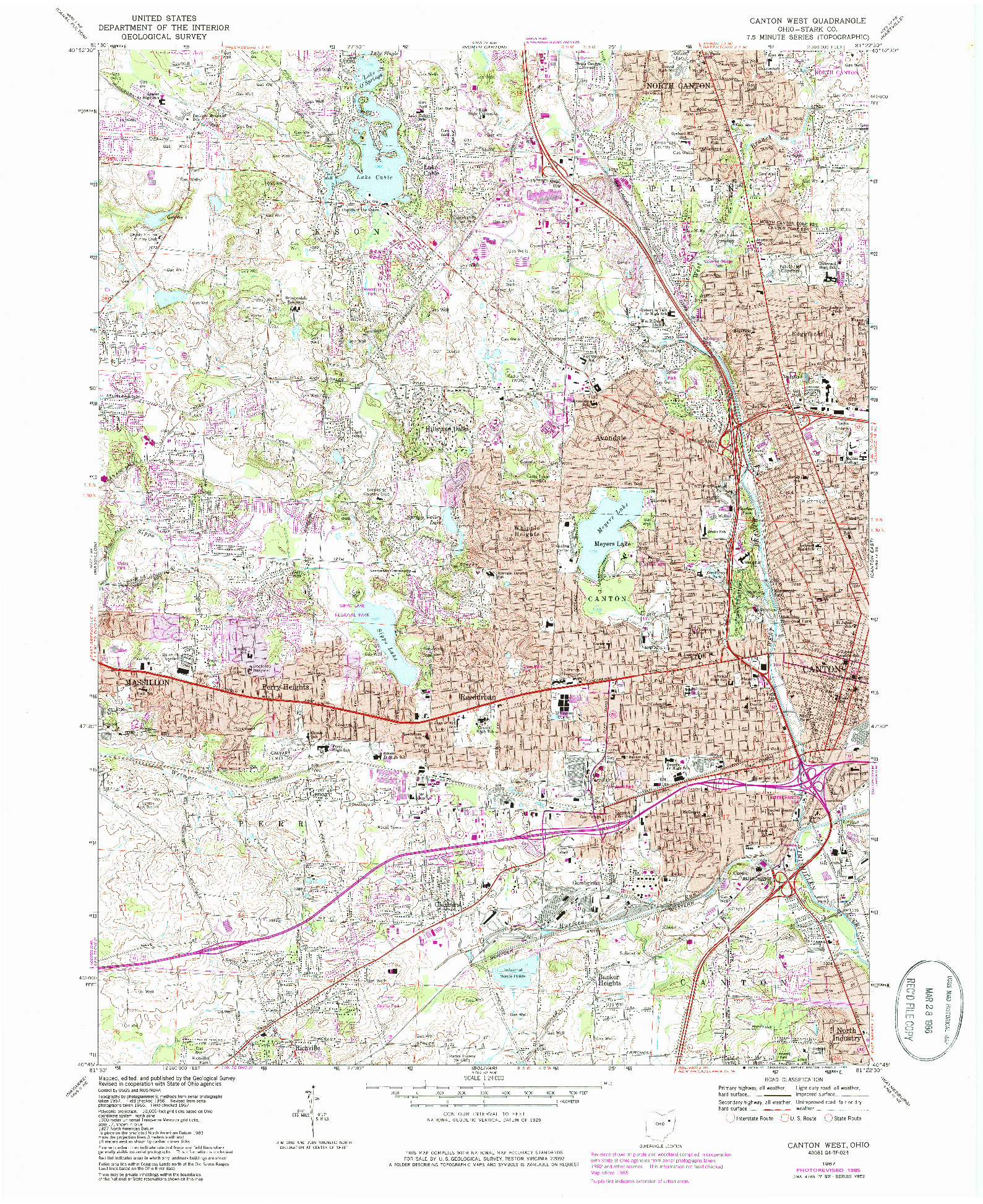 USGS 1:24000-SCALE QUADRANGLE FOR CANTON WEST, OH 1967