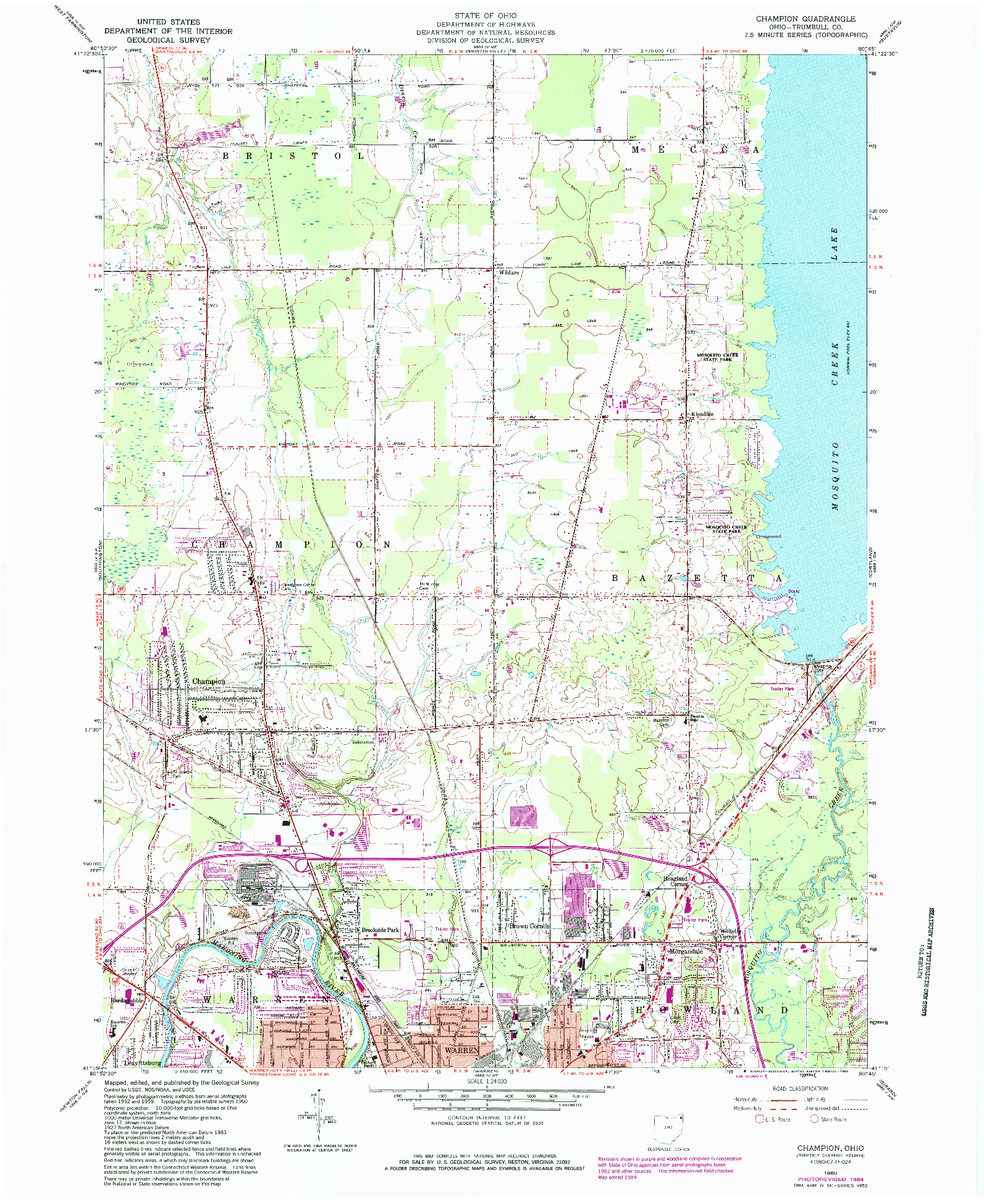 USGS 1:24000-SCALE QUADRANGLE FOR CHAMPION, OH 1960