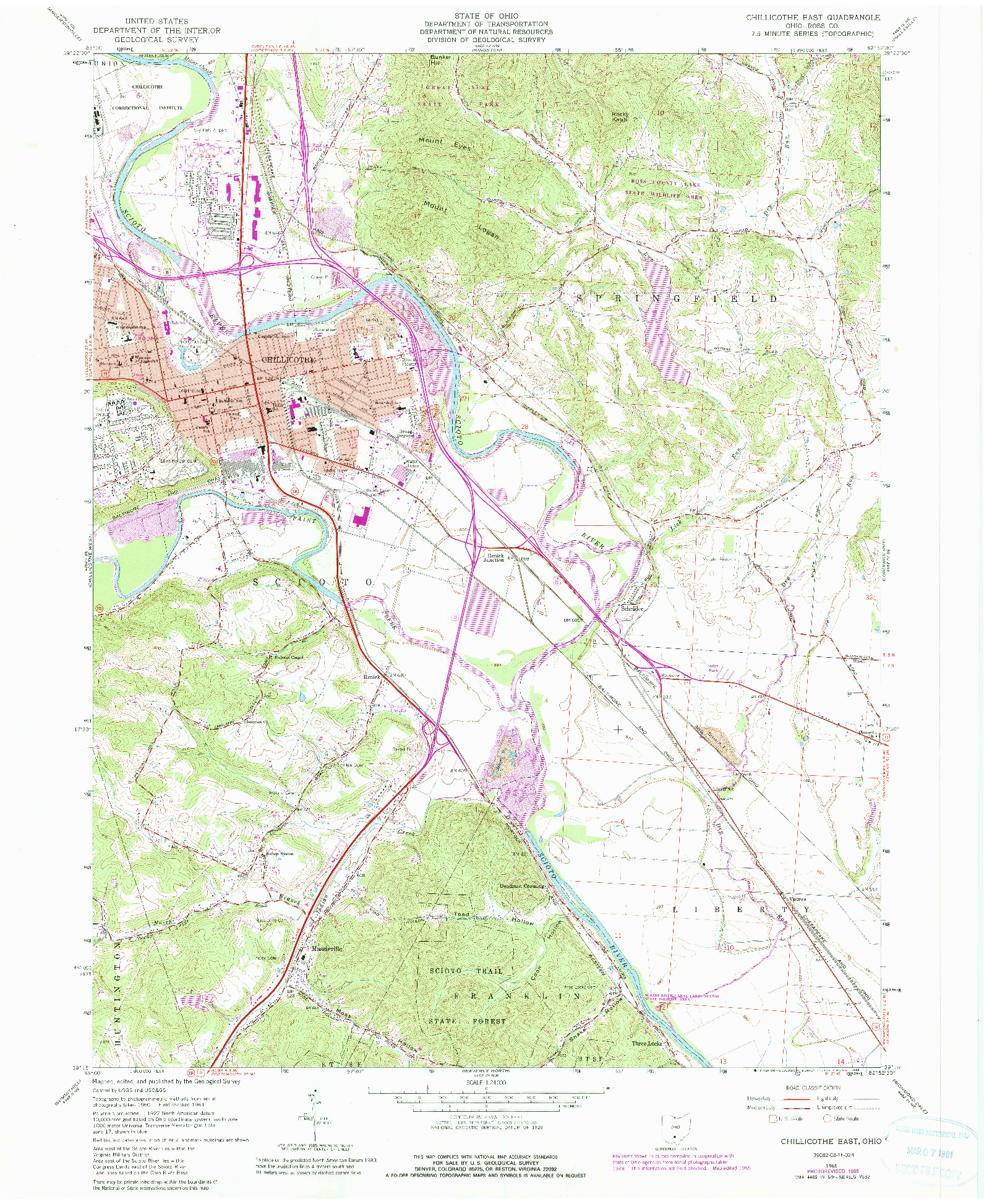 USGS 1:24000-SCALE QUADRANGLE FOR CHILLICOTHE, OH 1961