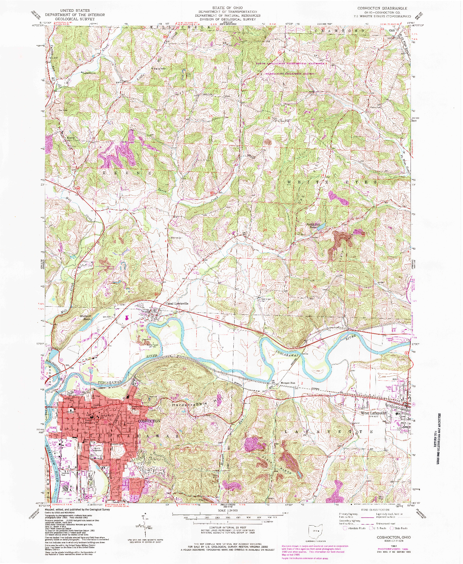 USGS 1:24000-SCALE QUADRANGLE FOR COSHOCTON, OH 1961