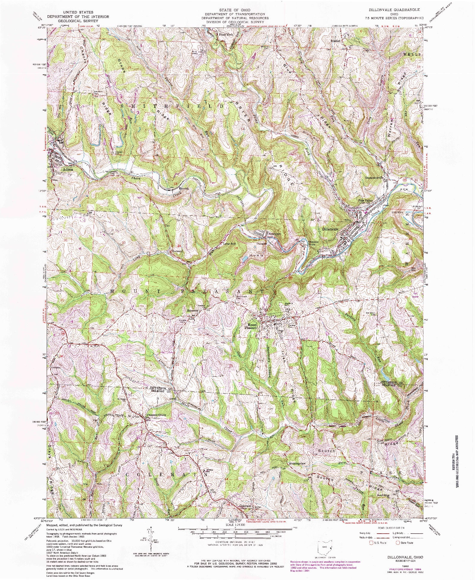 USGS 1:24000-SCALE QUADRANGLE FOR DILLONVALE, OH 1960