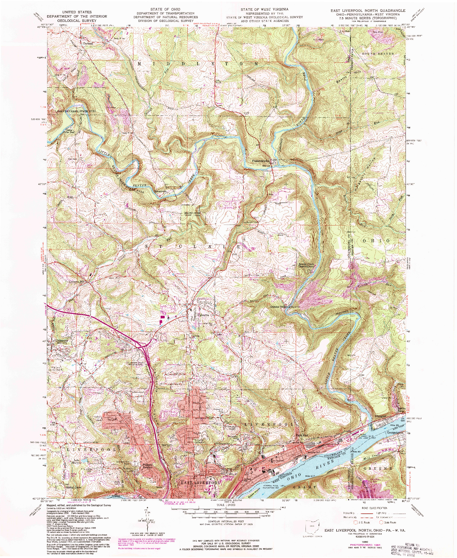 USGS 1:24000-SCALE QUADRANGLE FOR EAST LIVERPOOL NORTH, OH 1960