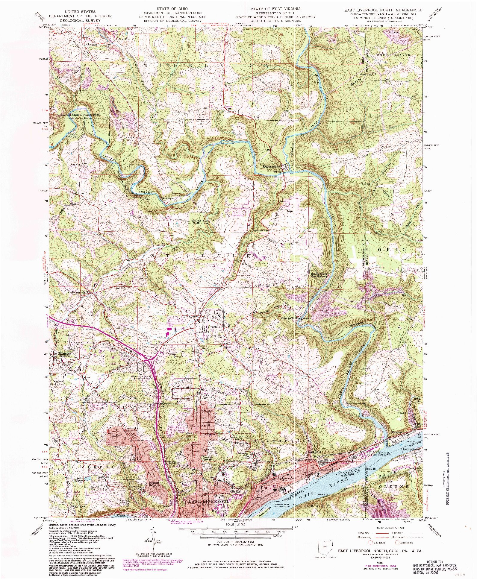 USGS 1:24000-SCALE QUADRANGLE FOR EAST LIVERPOOL NORTH, OH 1960