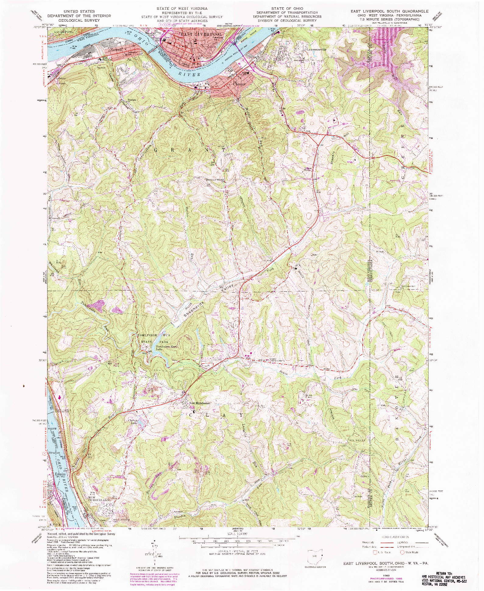 USGS 1:24000-SCALE QUADRANGLE FOR EAST LIVERPOOL SOUTH, OH 1960