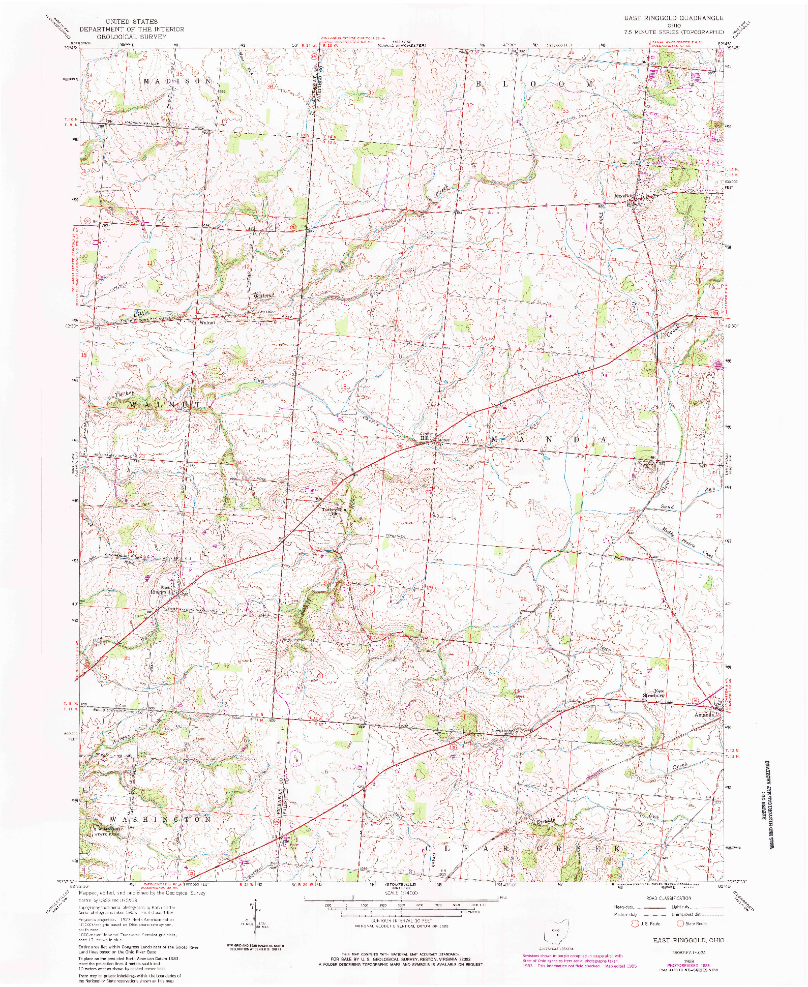 USGS 1:24000-SCALE QUADRANGLE FOR EAST RINGGOLD, OH 1958