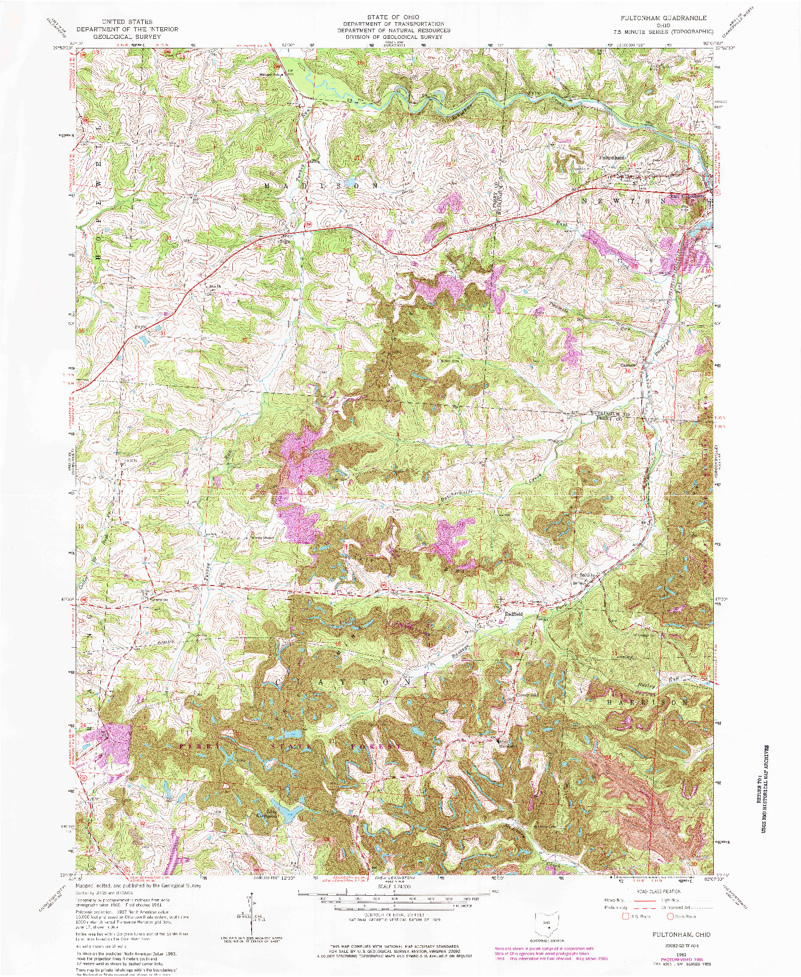 USGS 1:24000-SCALE QUADRANGLE FOR FULTONHAM, OH 1961