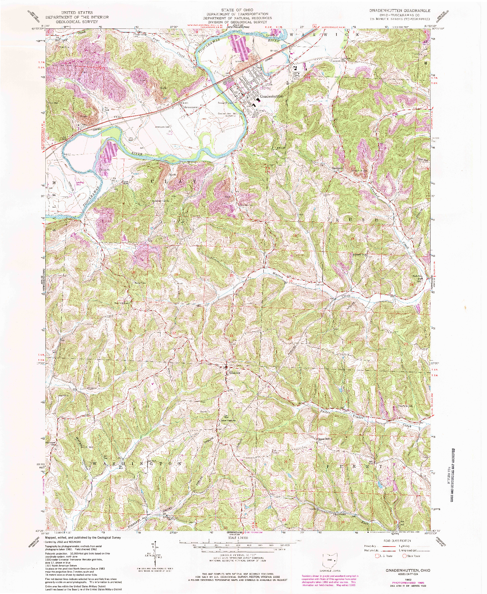 USGS 1:24000-SCALE QUADRANGLE FOR GNADENHUTTEN, OH 1962