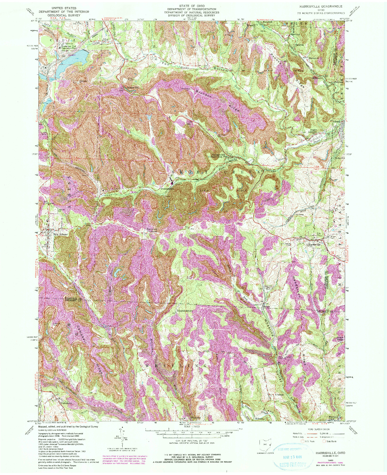 USGS 1:24000-SCALE QUADRANGLE FOR HARRISVILLE, OH 1960