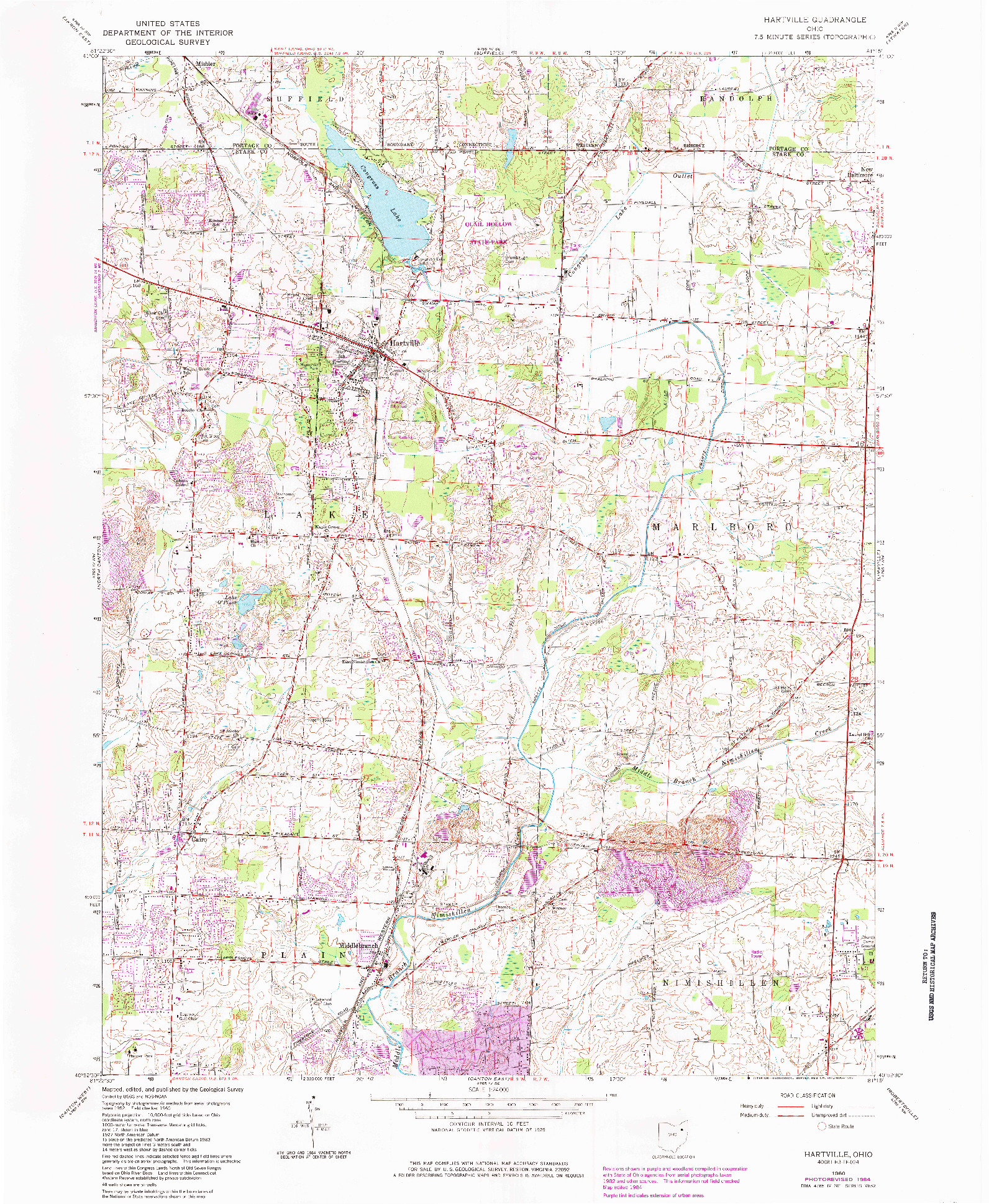 USGS 1:24000-SCALE QUADRANGLE FOR HARTVILLE, OH 1960