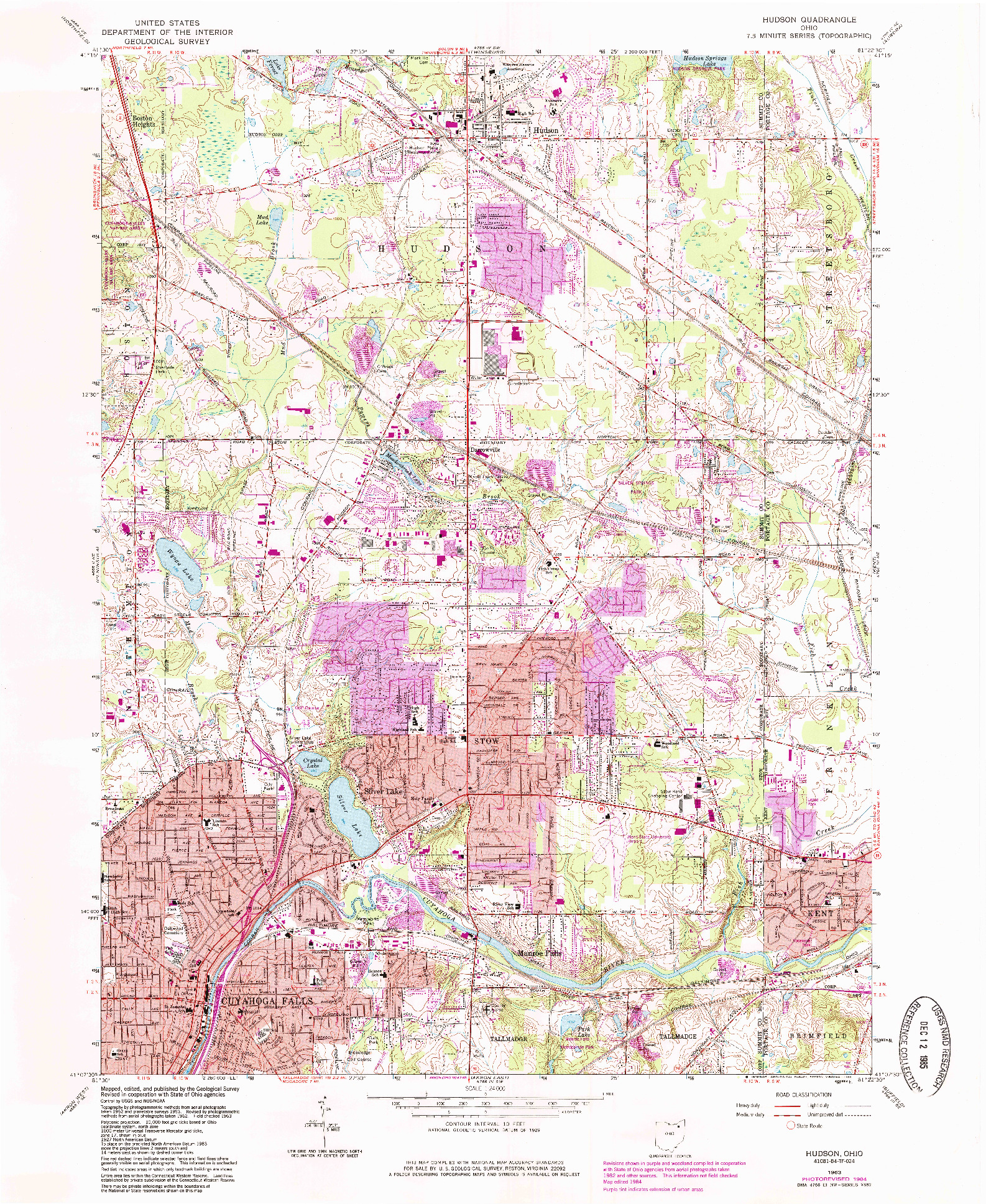 USGS 1:24000-SCALE QUADRANGLE FOR HUDSON, OH 1963