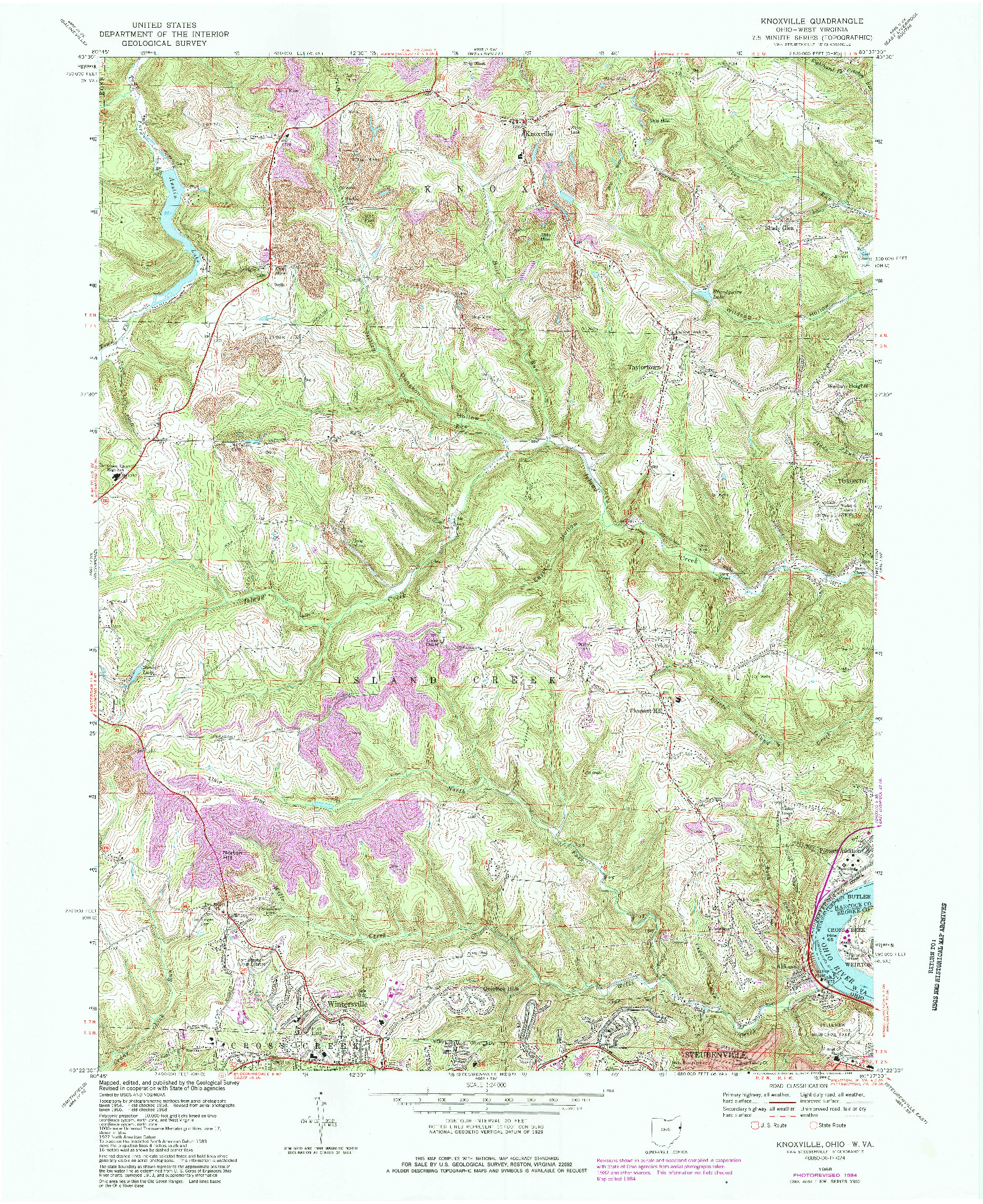 USGS 1:24000-SCALE QUADRANGLE FOR KNOXVILLE, OH 1968