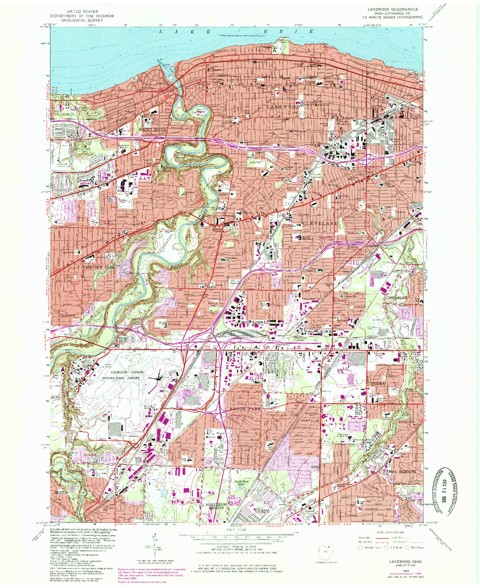 USGS 1:24000-SCALE QUADRANGLE FOR LAKEWOOD, OH 1963