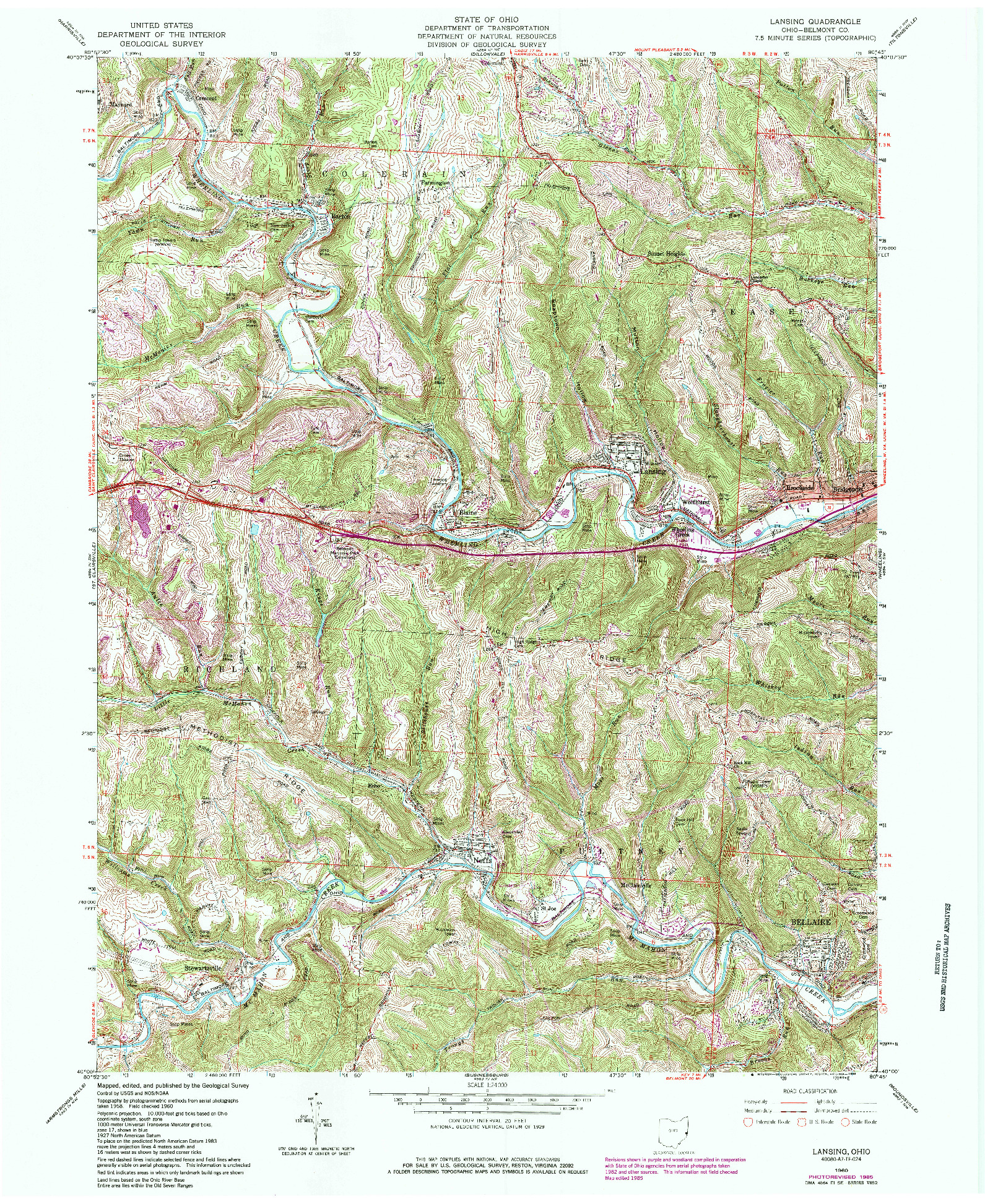 USGS 1:24000-SCALE QUADRANGLE FOR LANSING, OH 1960