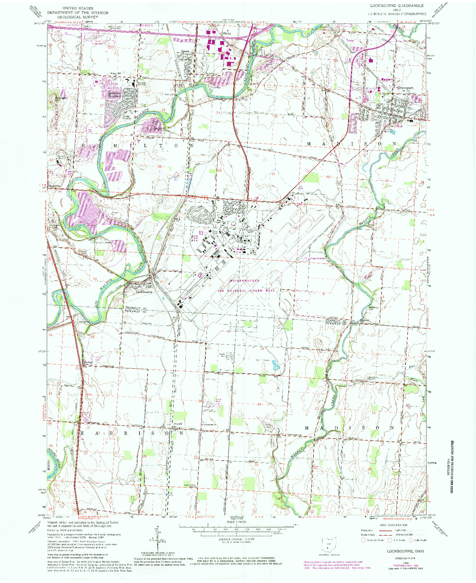 USGS 1:24000-SCALE QUADRANGLE FOR LOCKBOURNE, OH 1964