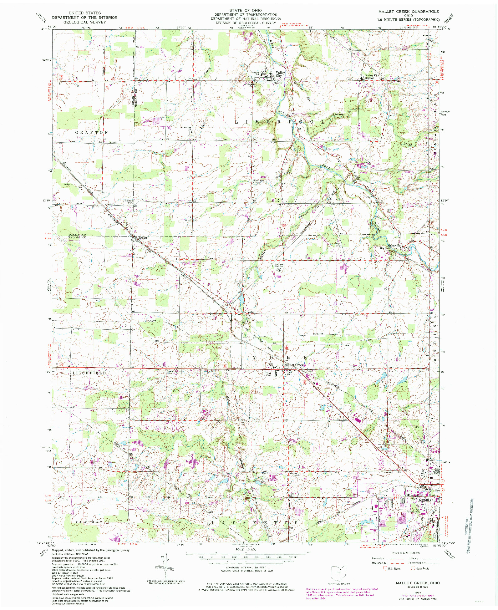 USGS 1:24000-SCALE QUADRANGLE FOR MALLET CREEK, OH 1961