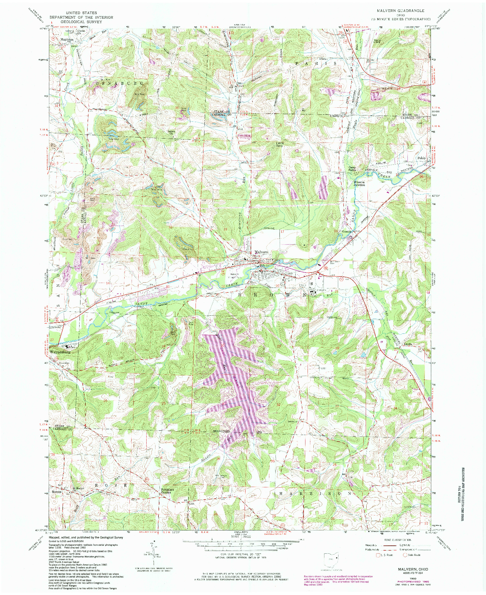 USGS 1:24000-SCALE QUADRANGLE FOR MALVERN, OH 1960