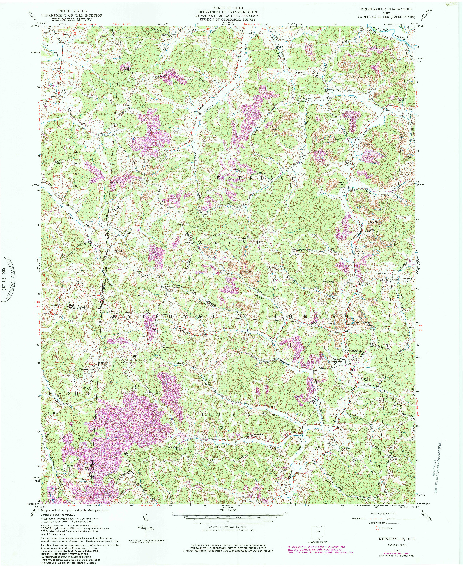 USGS 1:24000-SCALE QUADRANGLE FOR MERCERVILLE, OH 1961