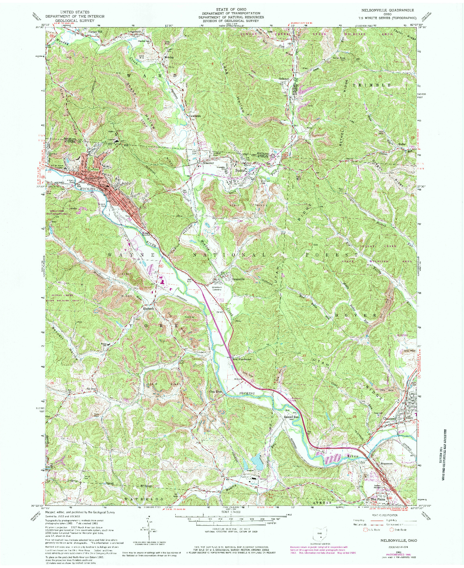 USGS 1:24000-SCALE QUADRANGLE FOR NELSONVILLE, OH 1961