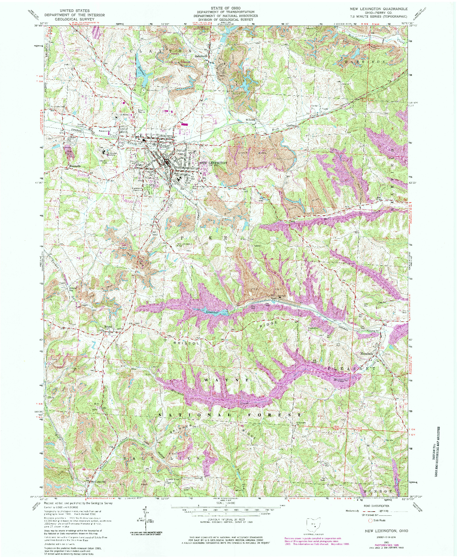 USGS 1:24000-SCALE QUADRANGLE FOR NEW LEXINGTON, OH 1961
