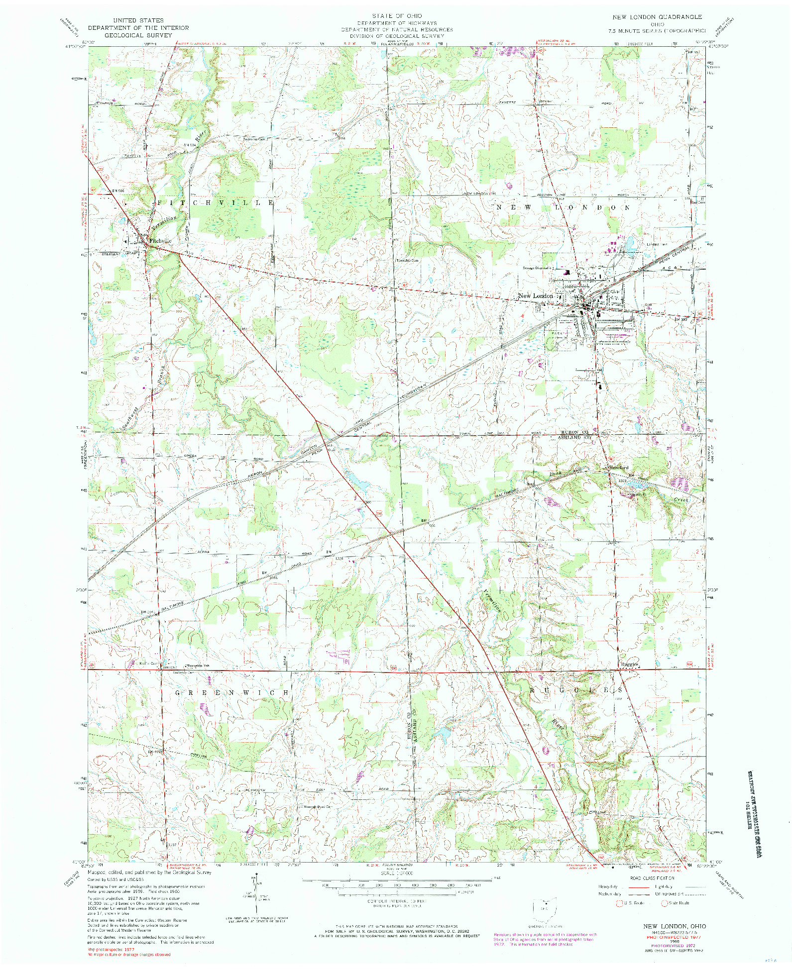 USGS 1:24000-SCALE QUADRANGLE FOR NEW LONDON, OH 1960