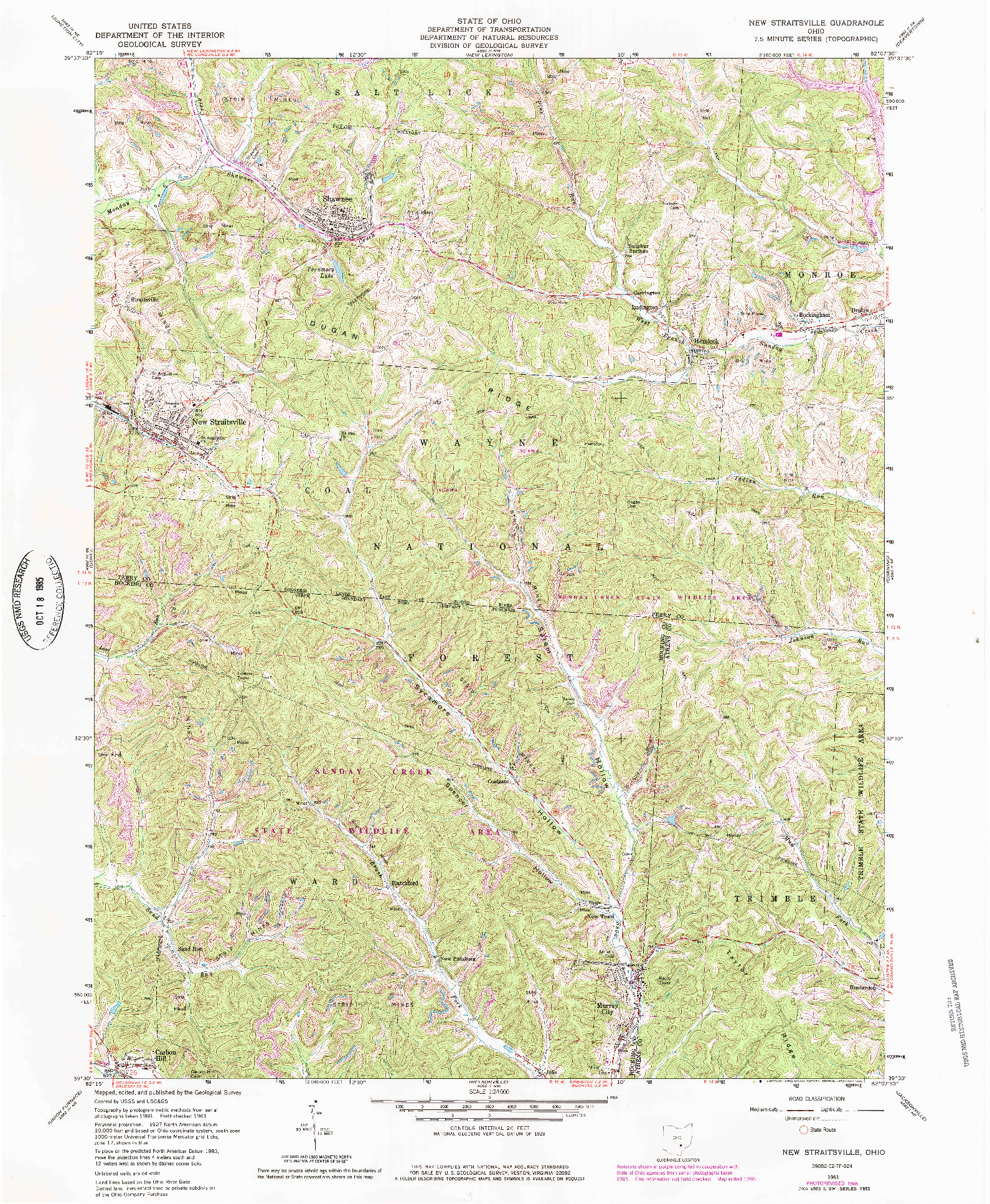 USGS 1:24000-SCALE QUADRANGLE FOR NEW STRAITSVILLE, OH 1961