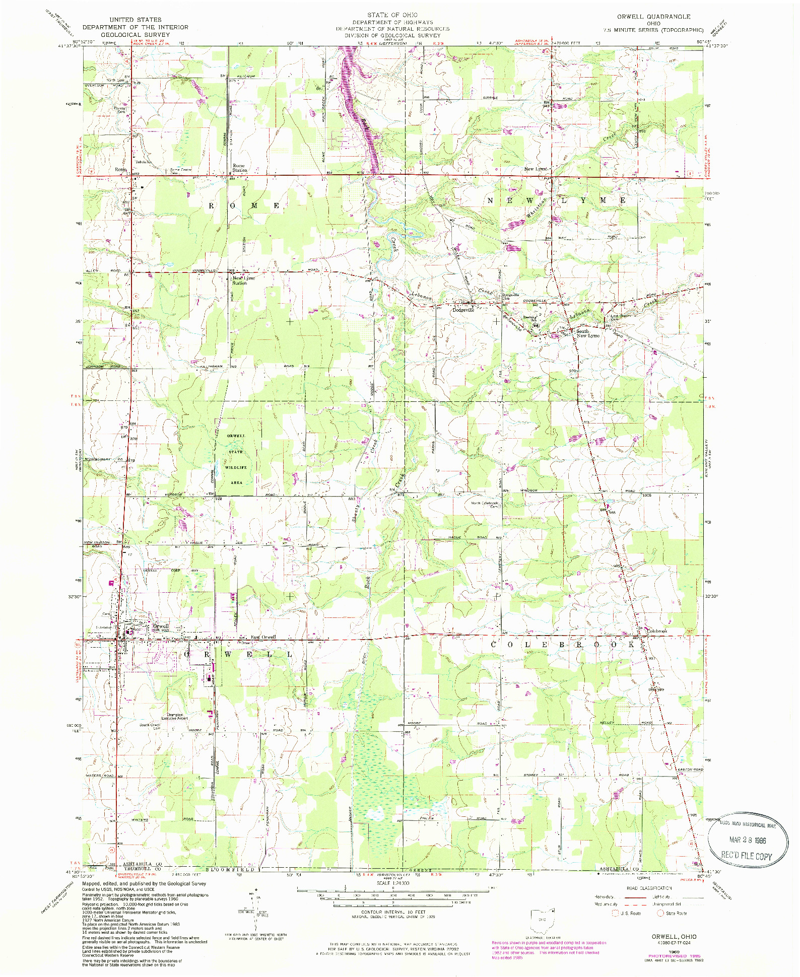 USGS 1:24000-SCALE QUADRANGLE FOR ORWELL, OH 1960