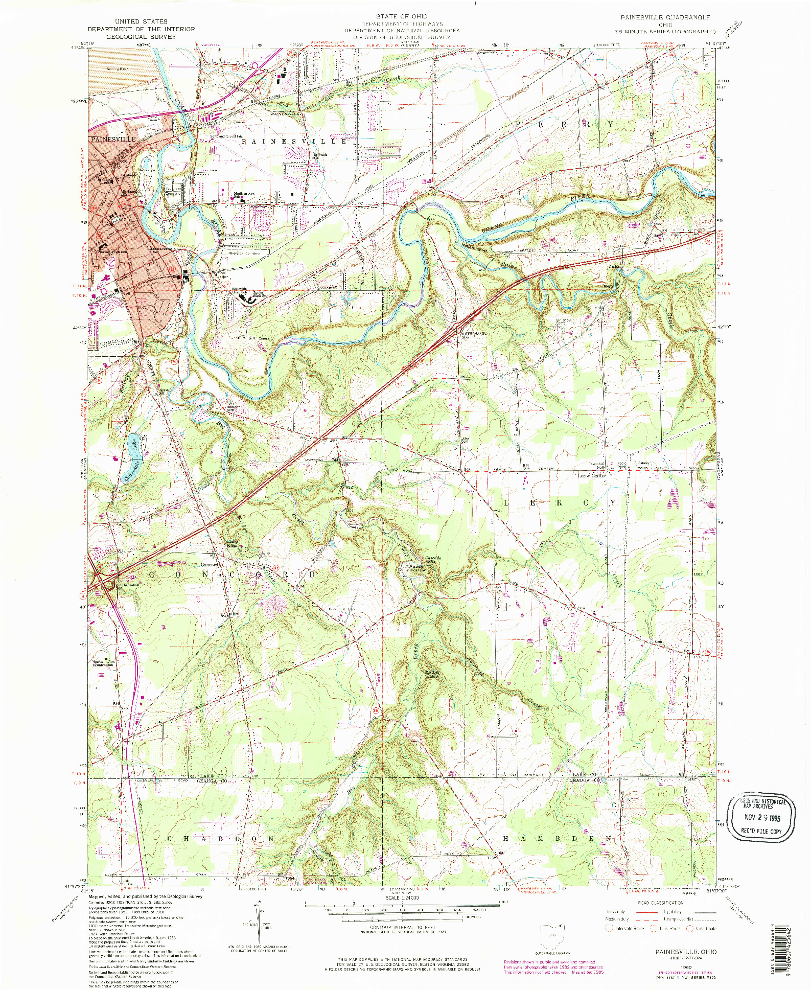 USGS 1:24000-SCALE QUADRANGLE FOR PAINESVILLE, OH 1960