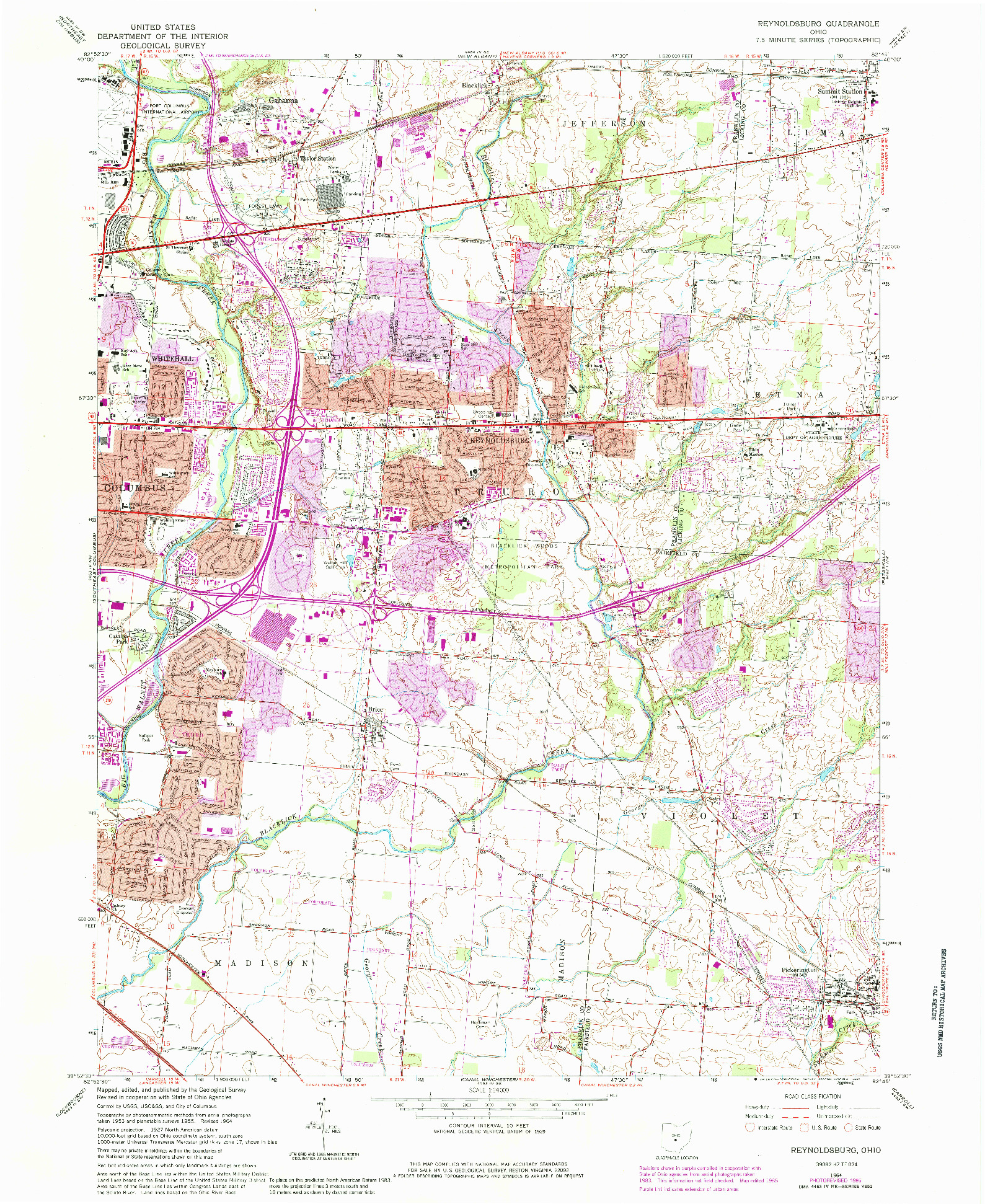 USGS 1:24000-SCALE QUADRANGLE FOR REYNOLDSBURG, OH 1964