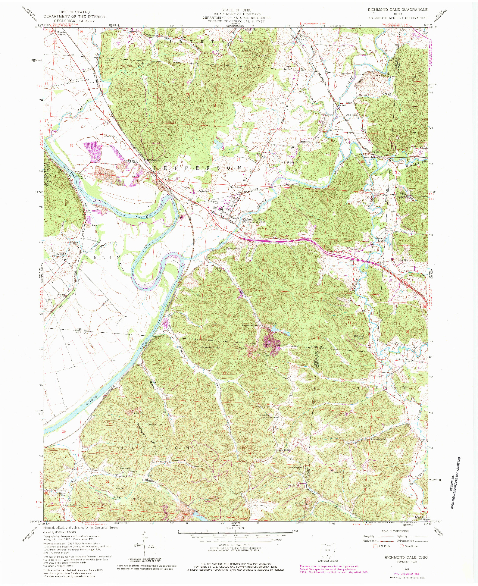 USGS 1:24000-SCALE QUADRANGLE FOR RICHMOND DALE, OH 1961