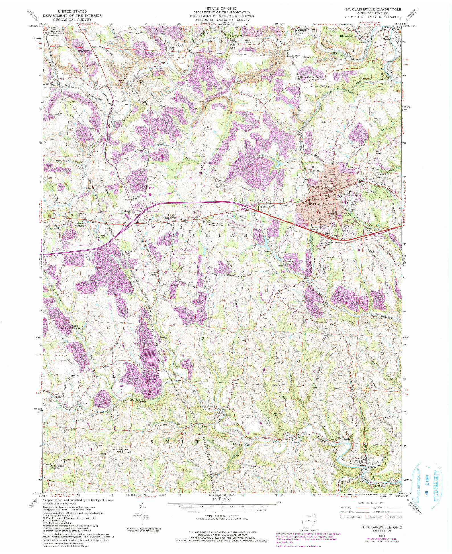 USGS 1:24000-SCALE QUADRANGLE FOR ST. CLAIRSVILLE, OH 1960