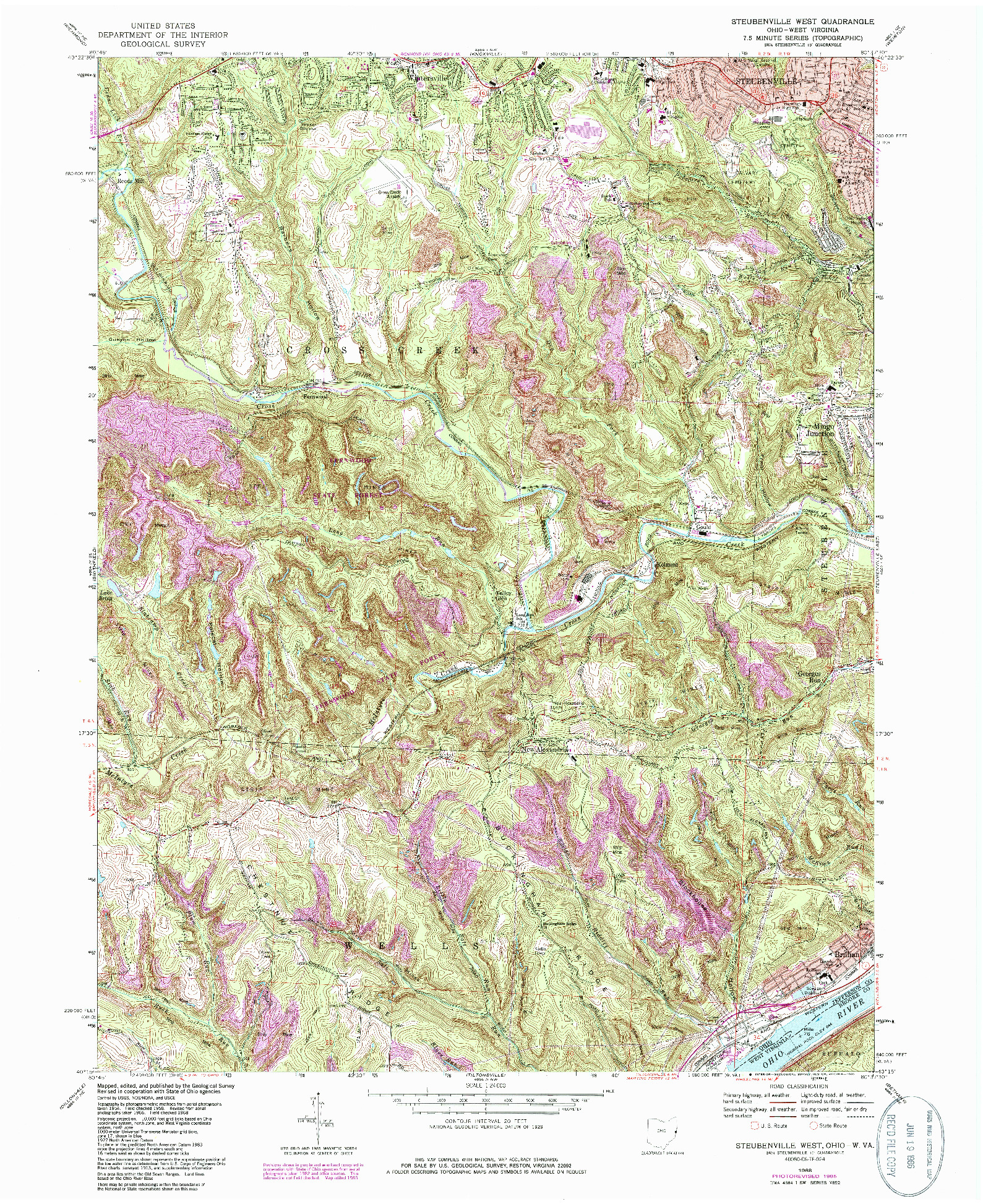 USGS 1:24000-SCALE QUADRANGLE FOR STEUBENVILLE WEST, OH 1968