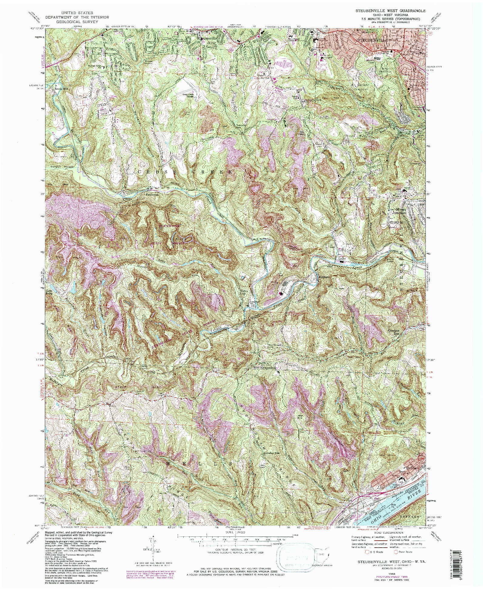 USGS 1:24000-SCALE QUADRANGLE FOR STEUBENVILLE WEST, OH 1968