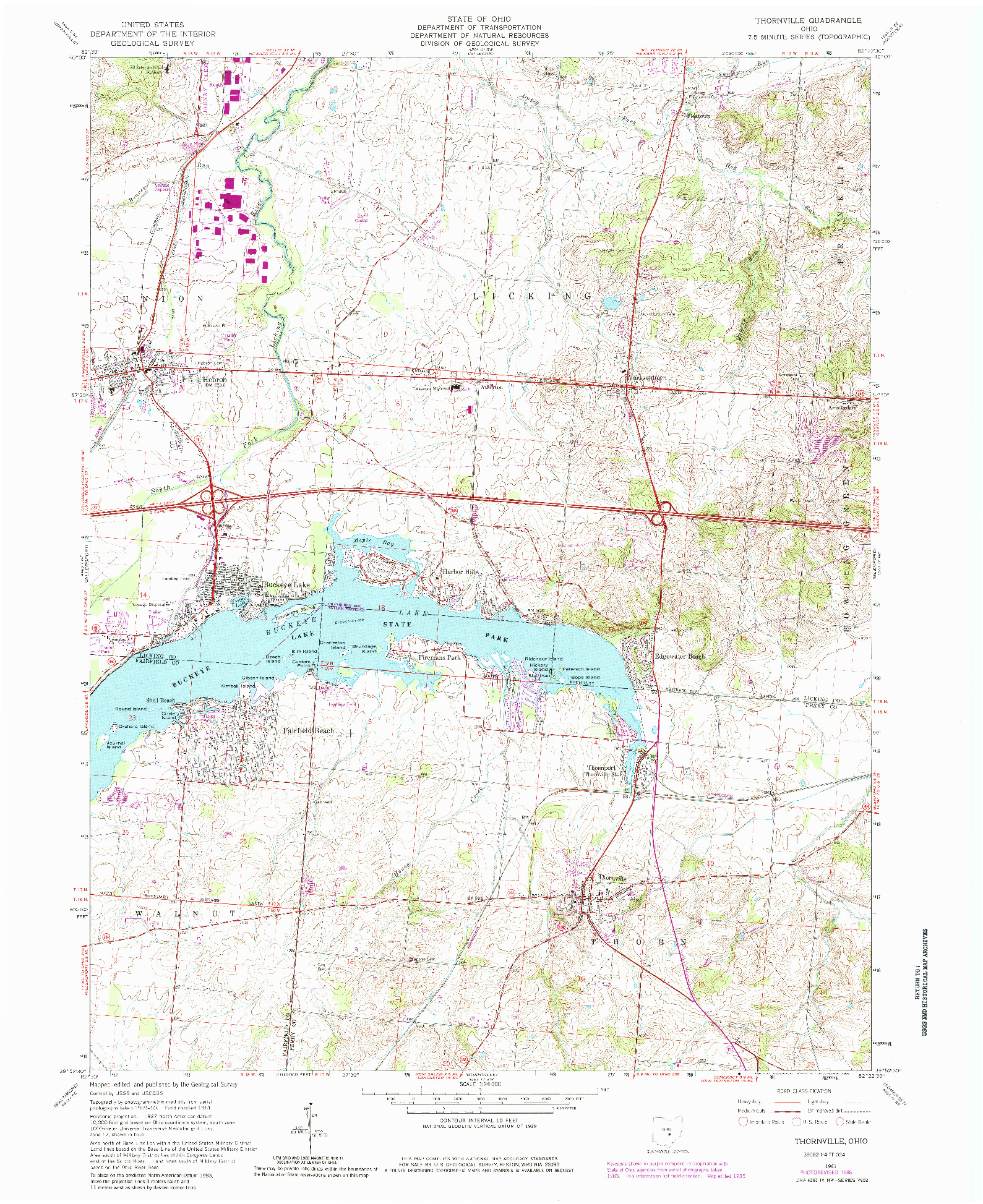 USGS 1:24000-SCALE QUADRANGLE FOR THORNVILLE, OH 1961