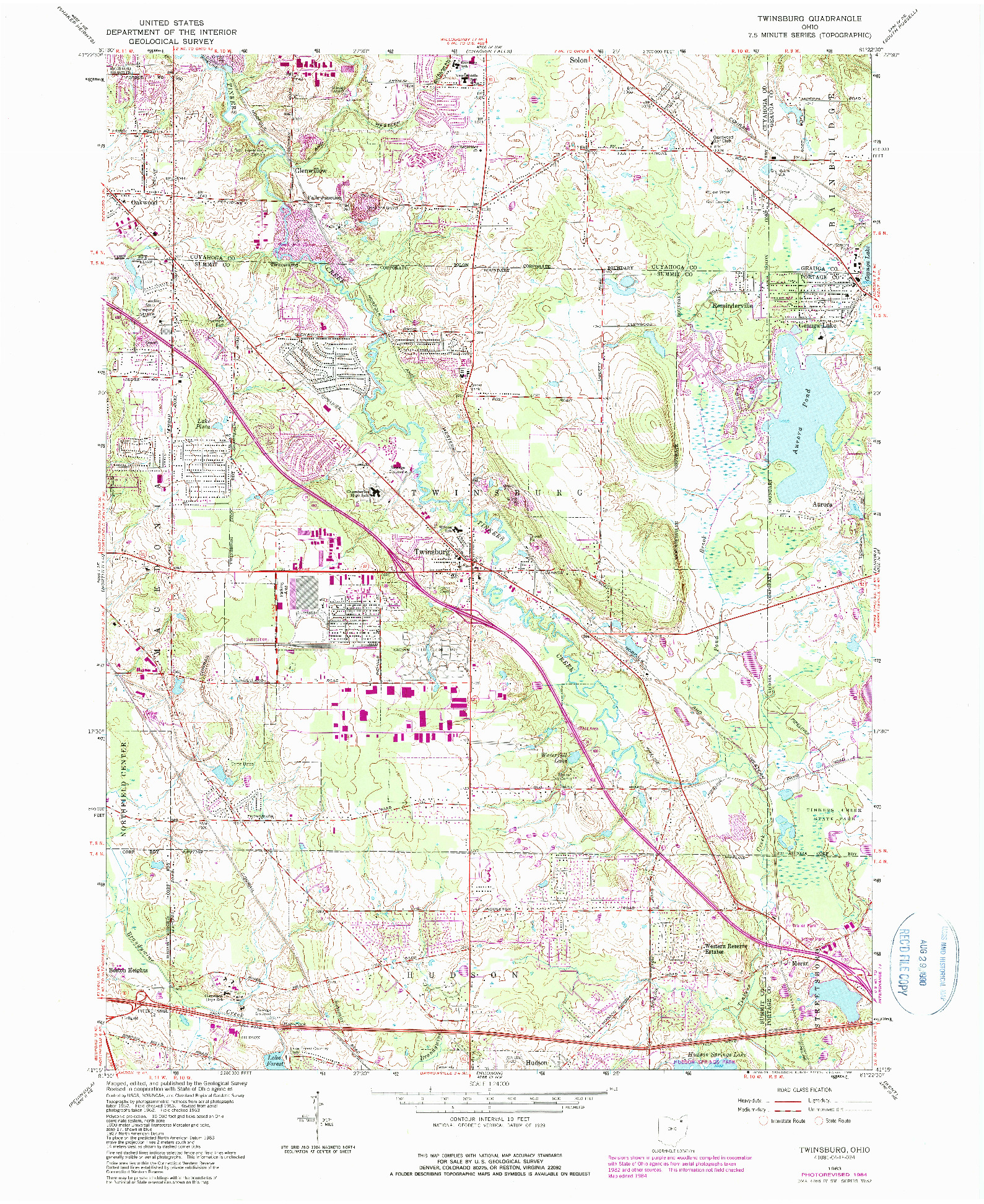 USGS 1:24000-SCALE QUADRANGLE FOR TWINSBURG, OH 1963