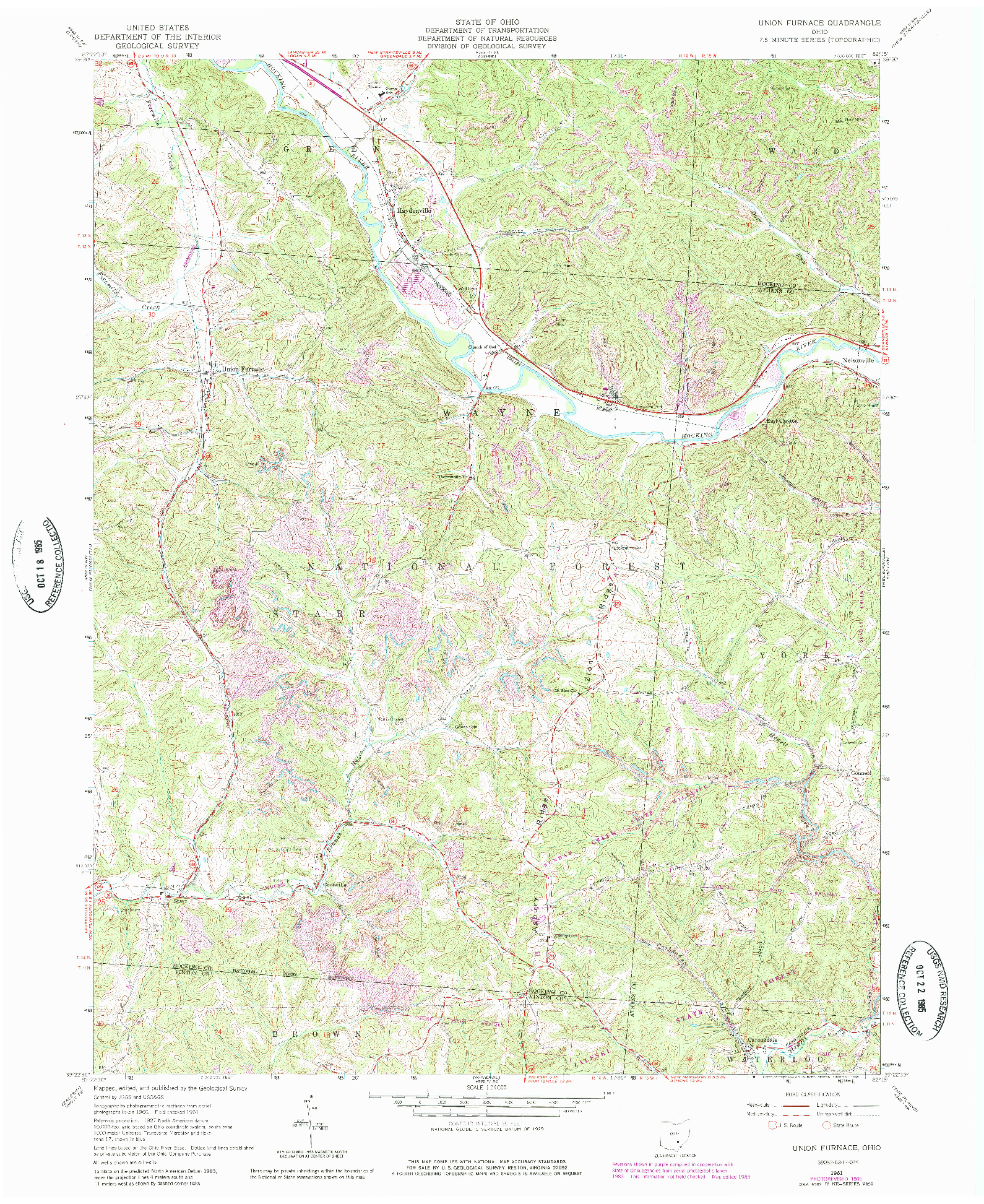 USGS 1:24000-SCALE QUADRANGLE FOR UNION FURNACE, OH 1961