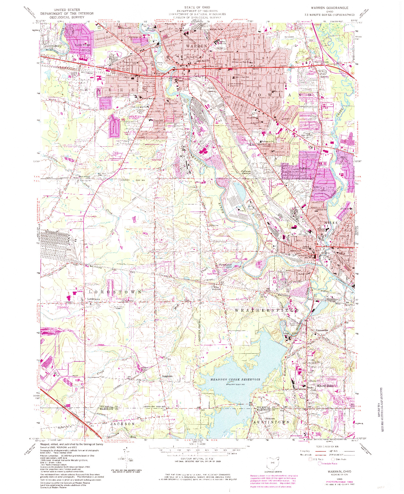 USGS 1:24000-SCALE QUADRANGLE FOR WARREN, OH 1959