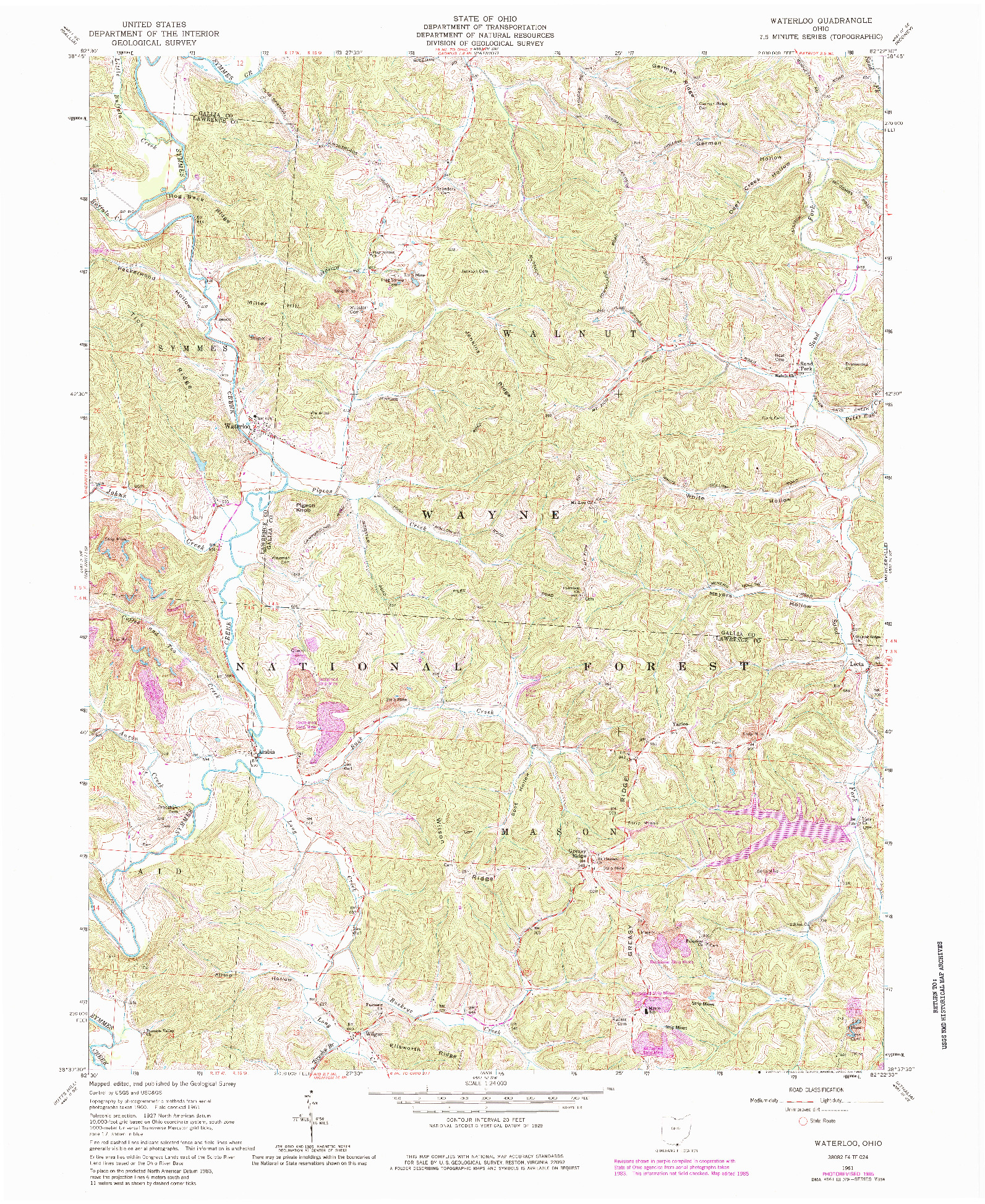 USGS 1:24000-SCALE QUADRANGLE FOR WATERLOO, OH 1961