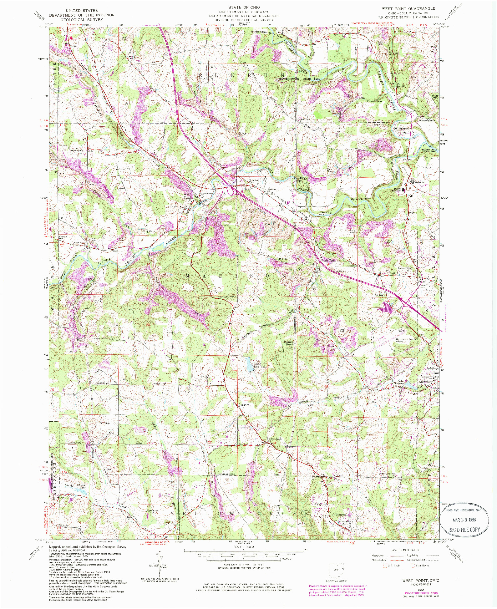 USGS 1:24000-SCALE QUADRANGLE FOR WEST POINT, OH 1960