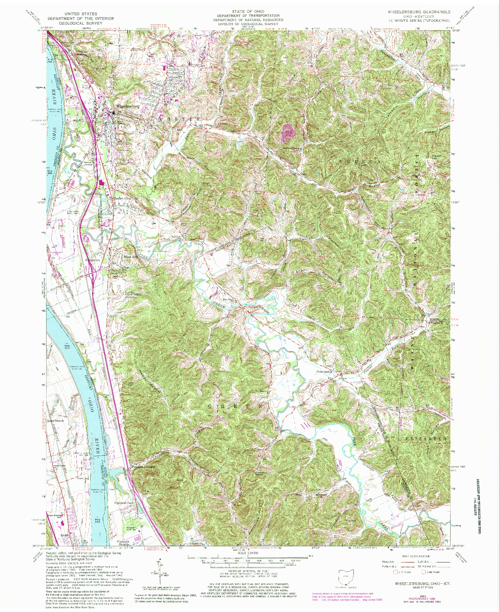 USGS 1:24000-SCALE QUADRANGLE FOR WHEELERSBURG, OH 1961