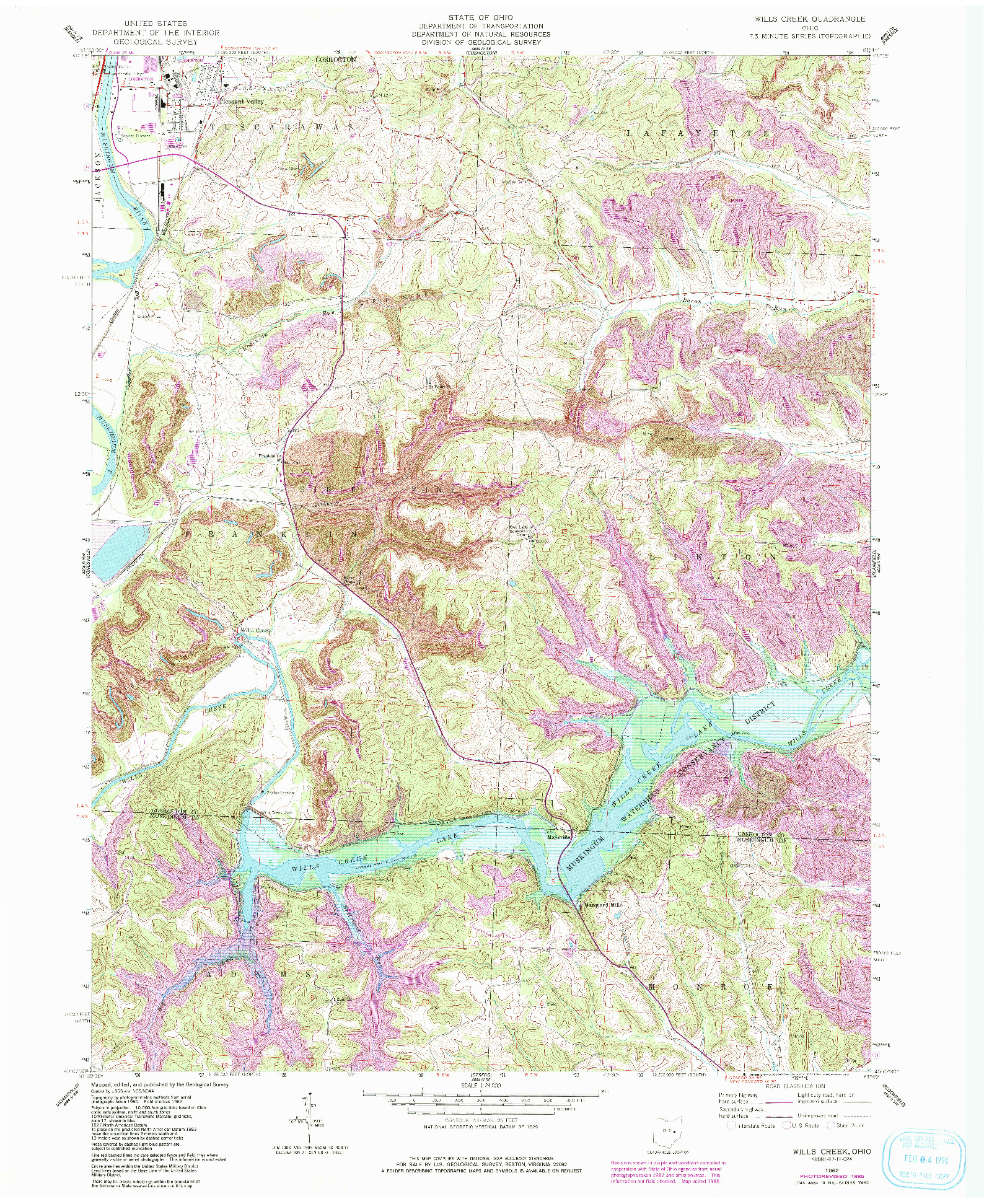 USGS 1:24000-SCALE QUADRANGLE FOR WILLS CREEK, OH 1962