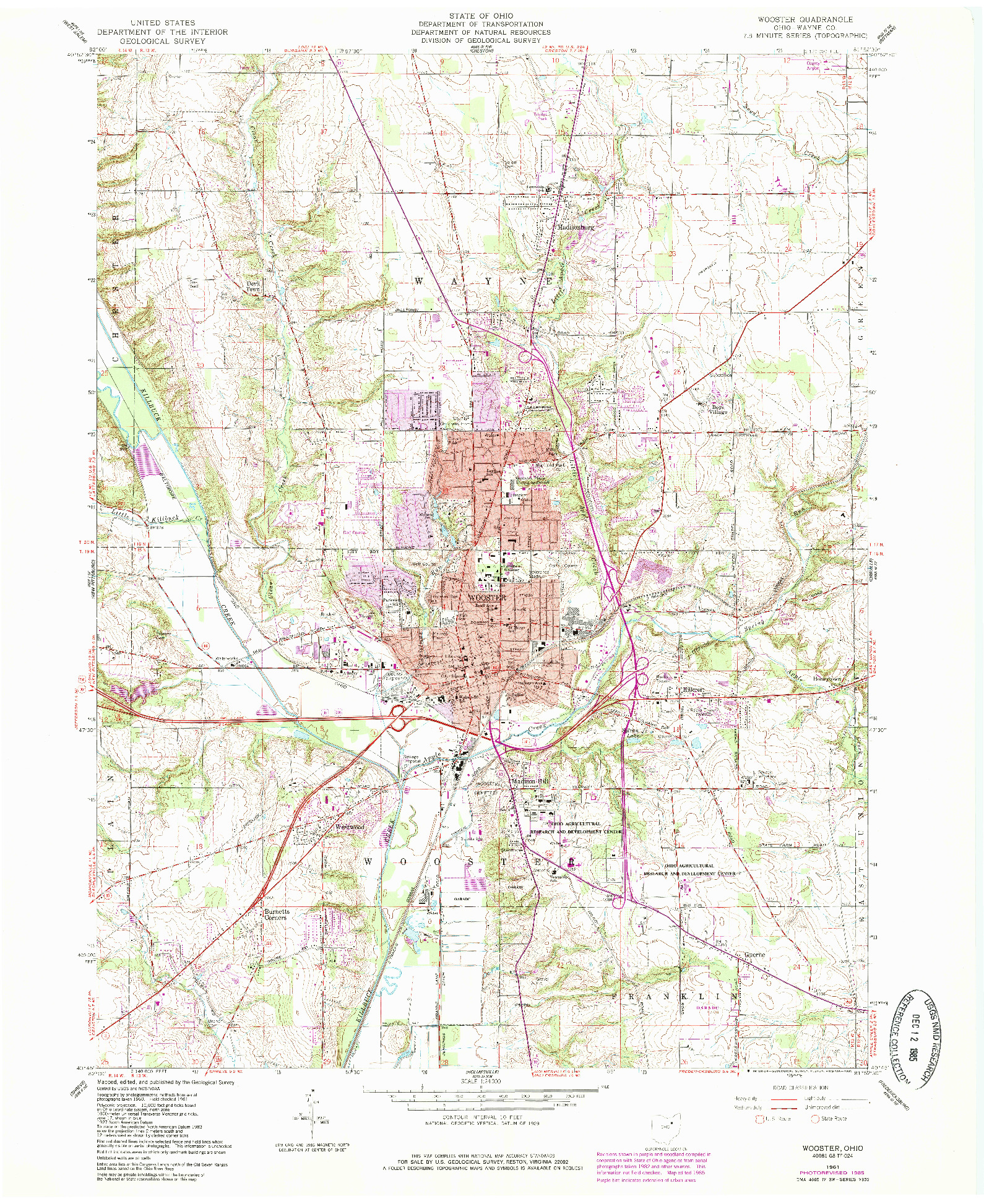 USGS 1:24000-SCALE QUADRANGLE FOR WOOSTER, OH 1961