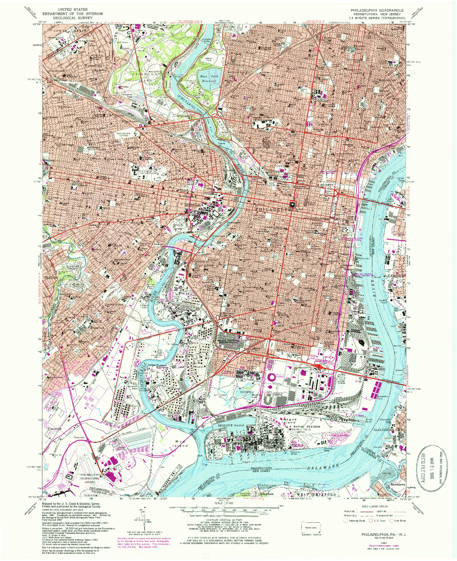 USGS 1:24000-SCALE QUADRANGLE FOR PHILADELPHIA, PA 1967