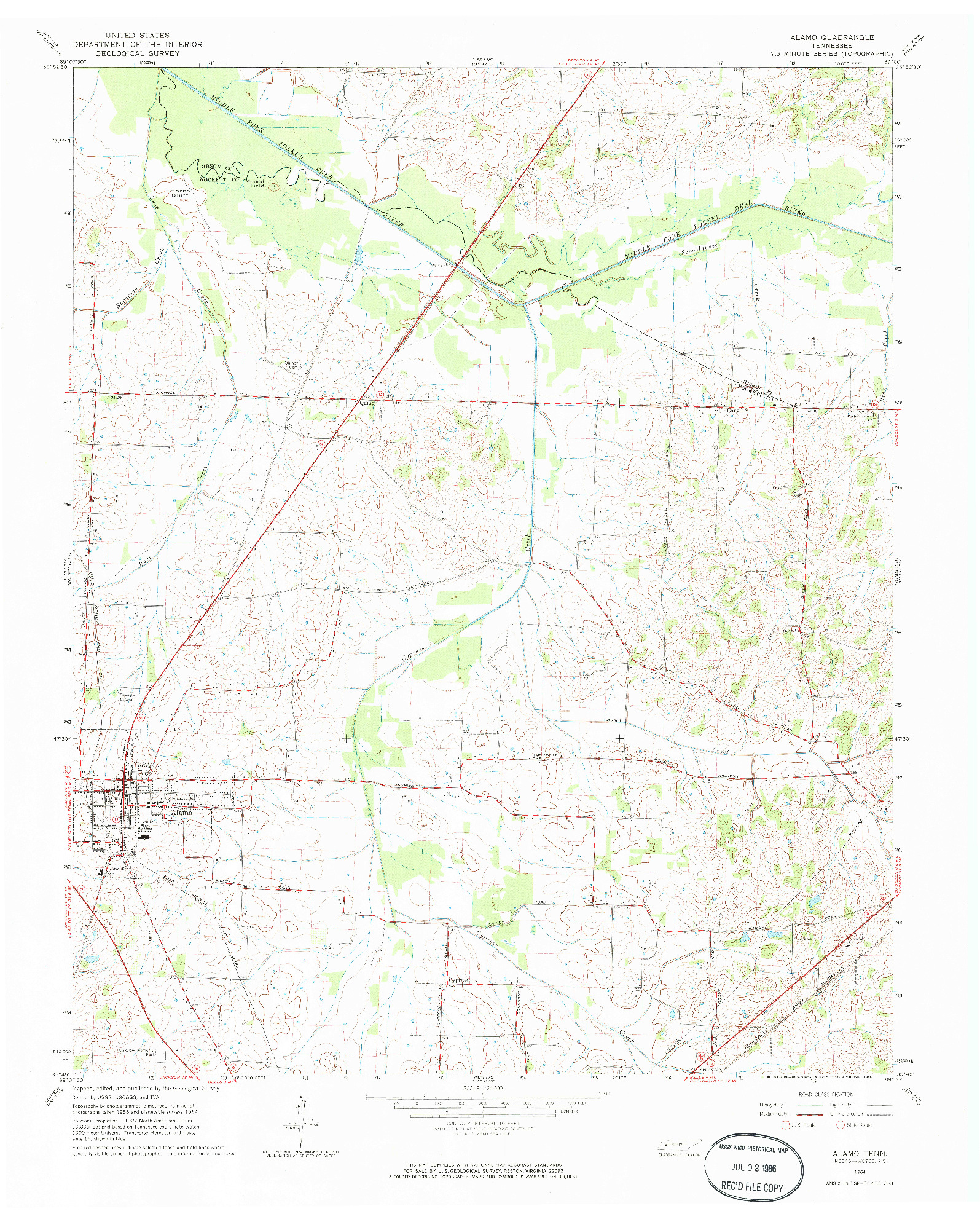 USGS 1:24000-SCALE QUADRANGLE FOR ALAMO, TN 1964