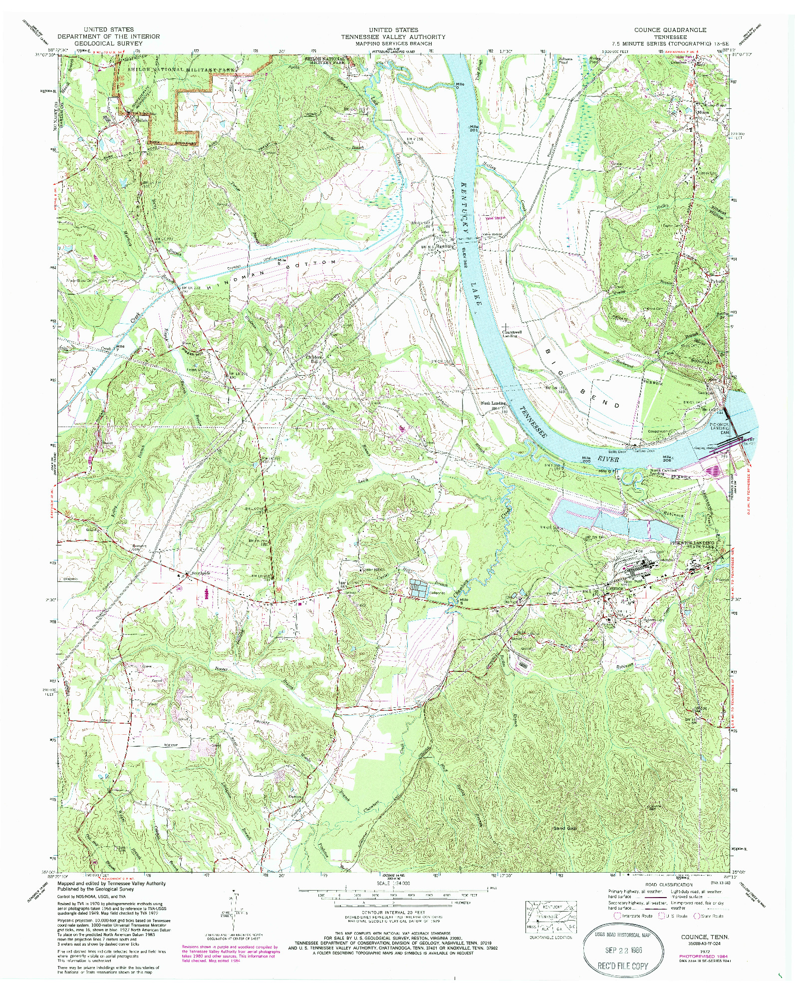 USGS 1:24000-SCALE QUADRANGLE FOR COUNCE, TN 1972
