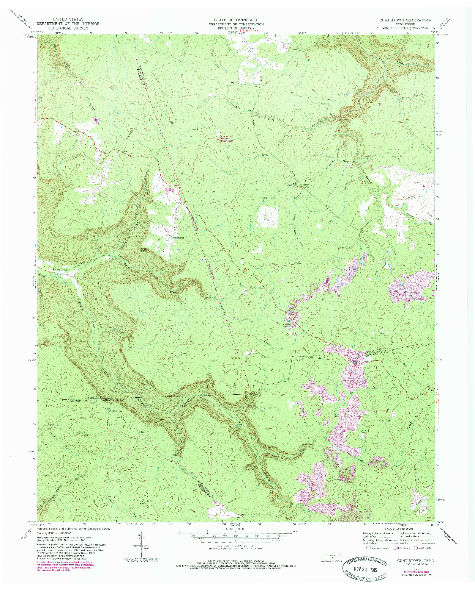 USGS 1:24000-SCALE QUADRANGLE FOR CURTISTOWN, TN 1960